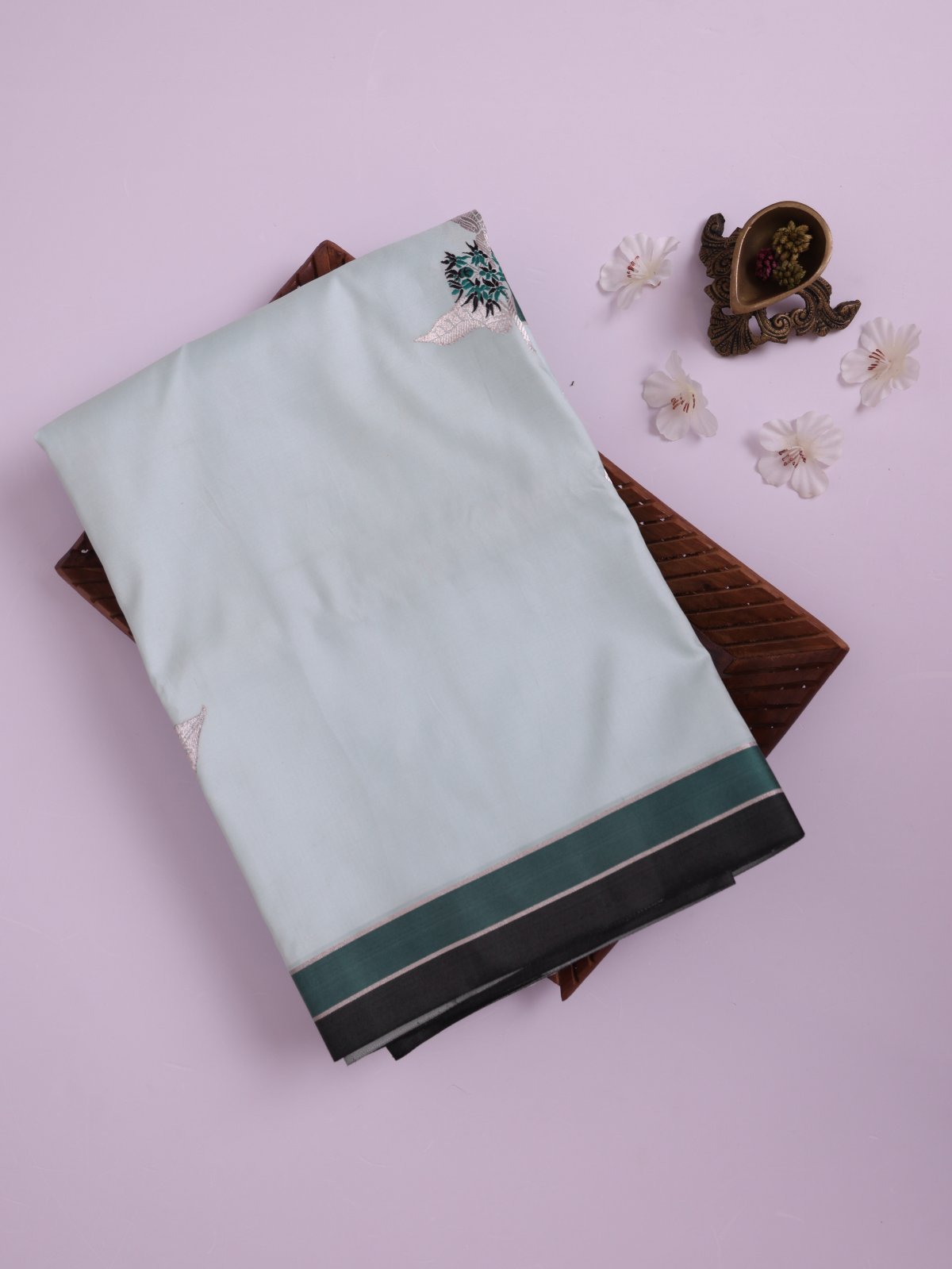 Light Cyan Mashru Silk Saree