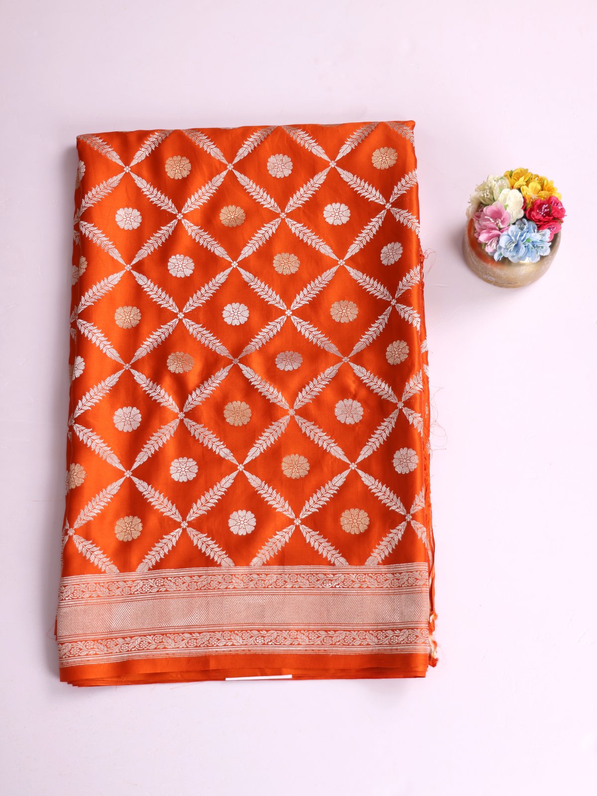 Orange Brocade Mashru Silk Saree 
