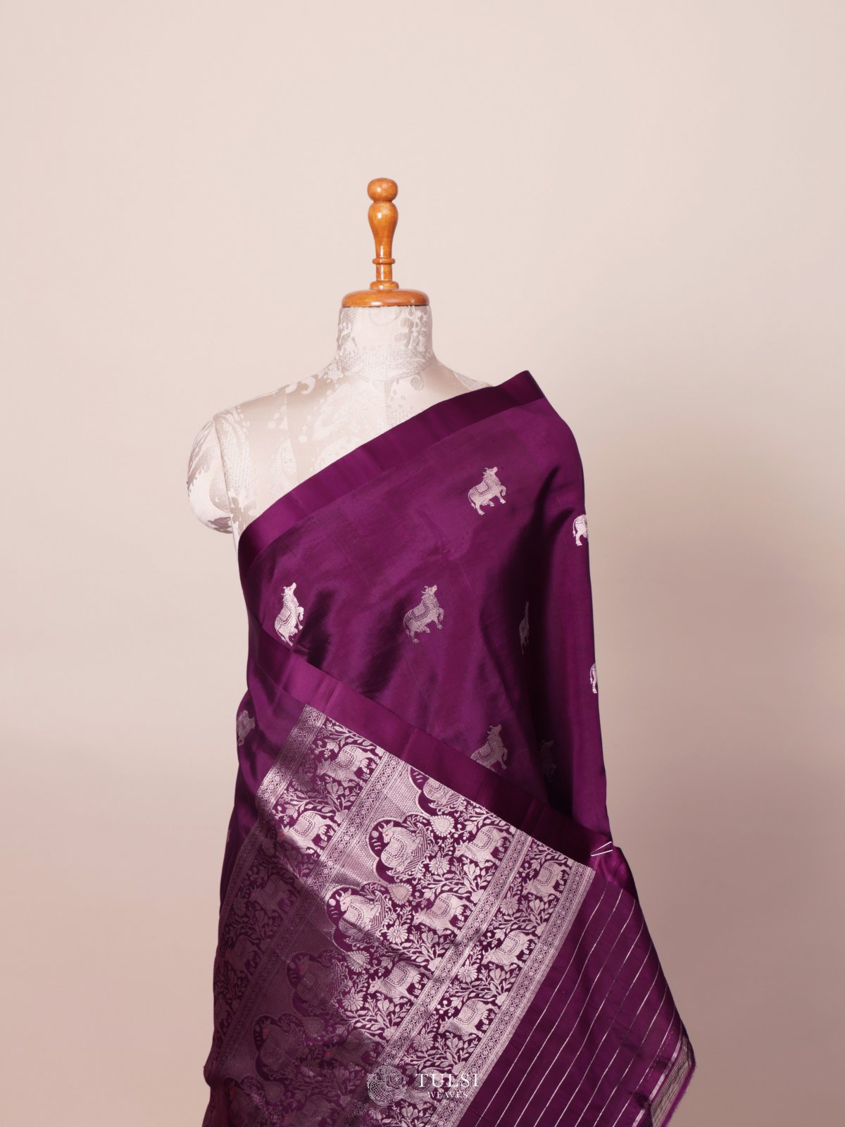 Dark Purple Mashru Silk Saree