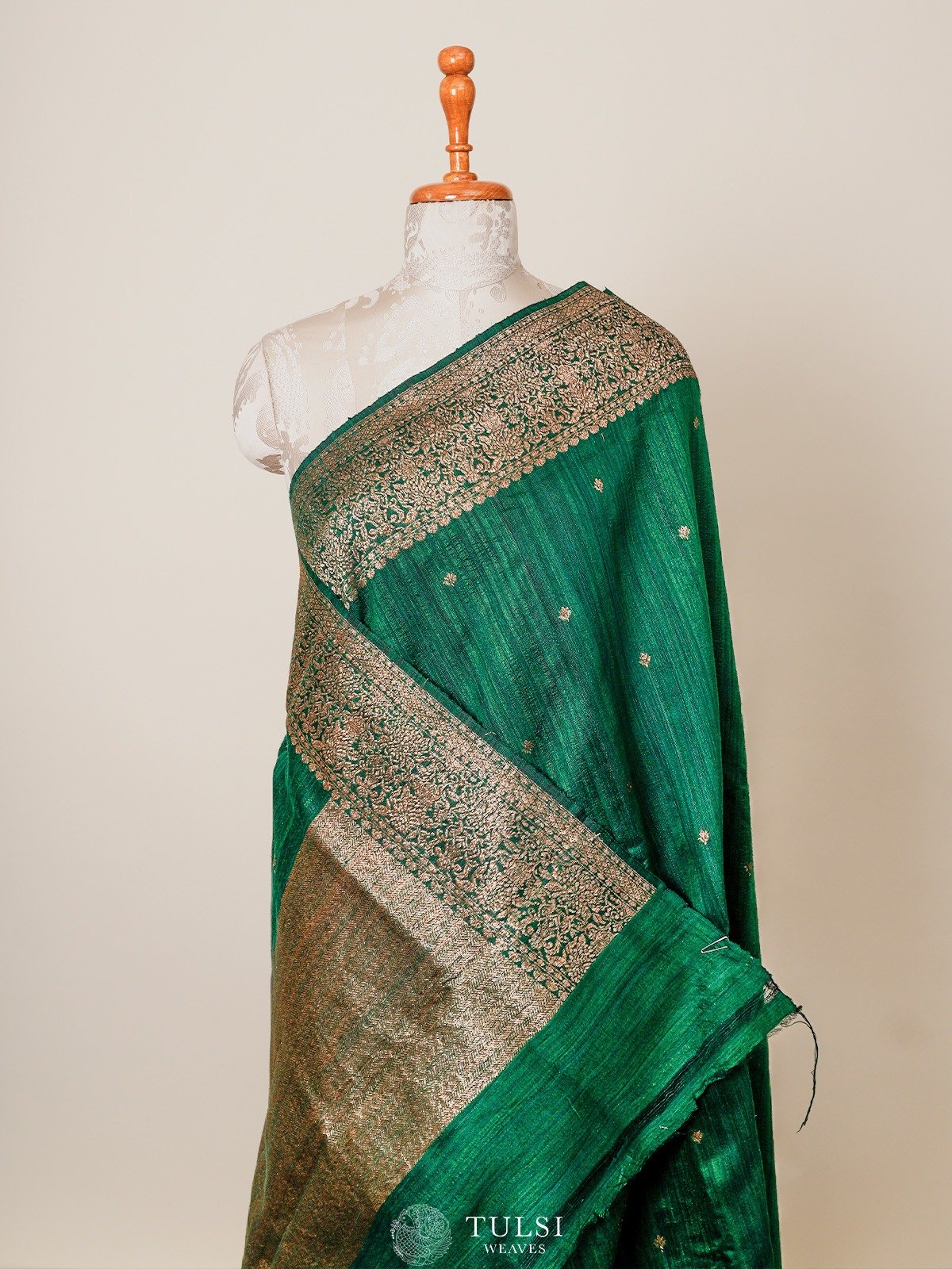 Green Tussar Banaras Silk Saree