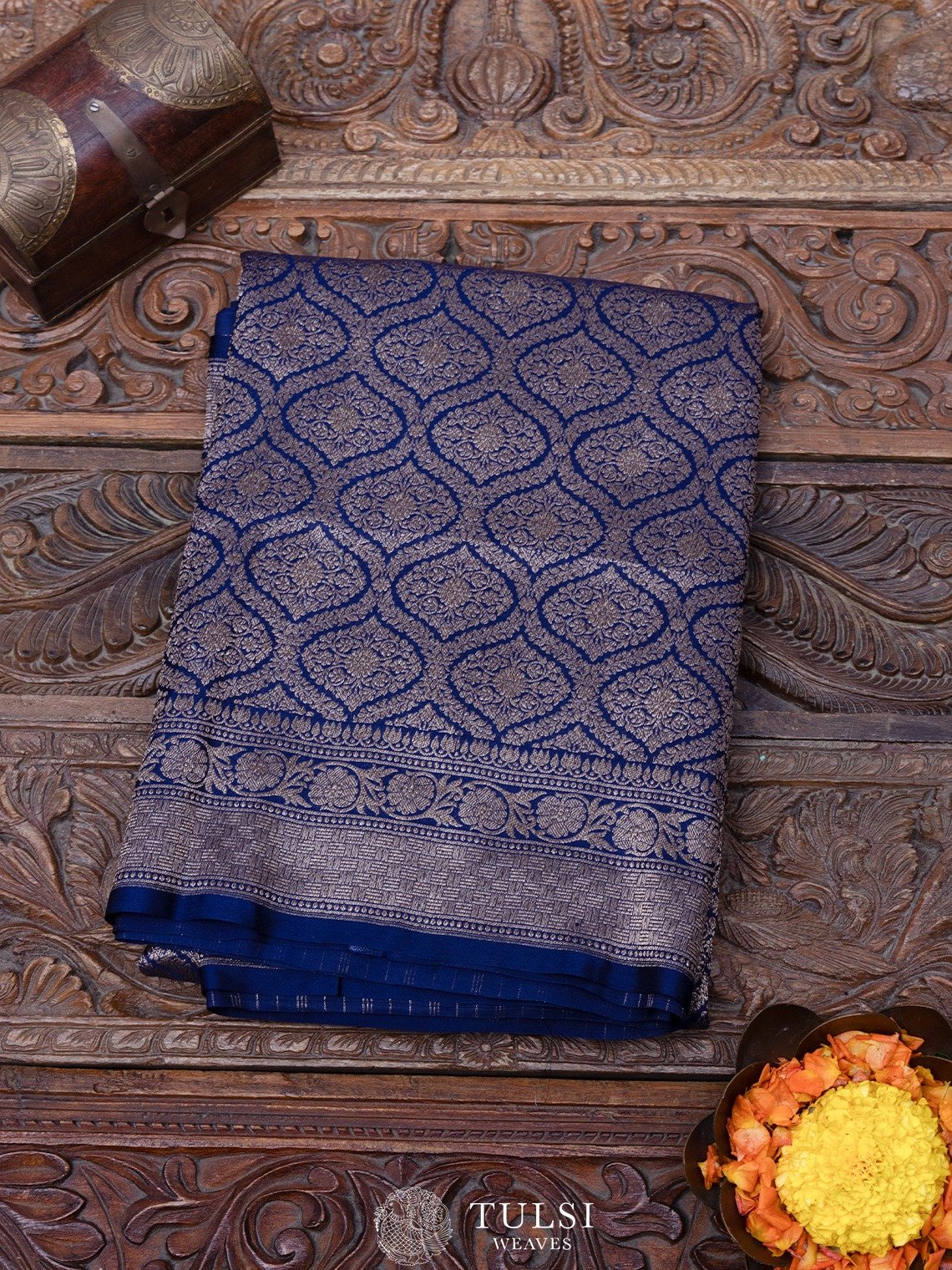 Royal Blue Banarasi Silk Saree with Self Zari Border