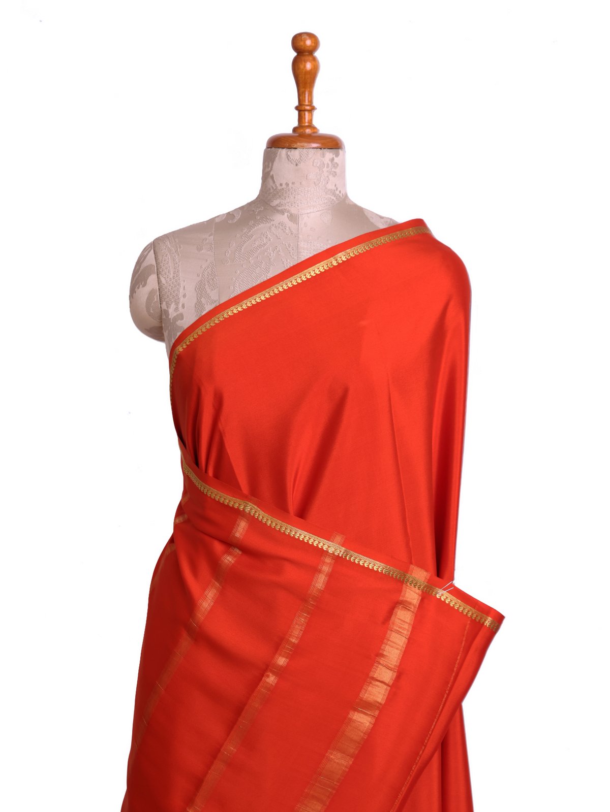 Bright Orange Mysore Silk Saree 