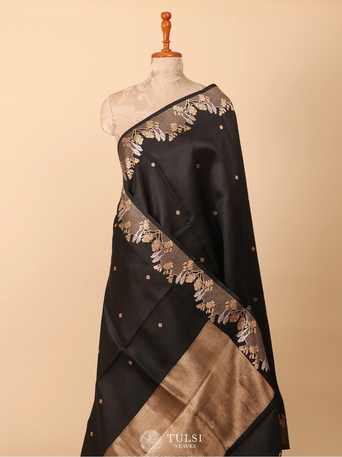 Black Mashru Silk Saree