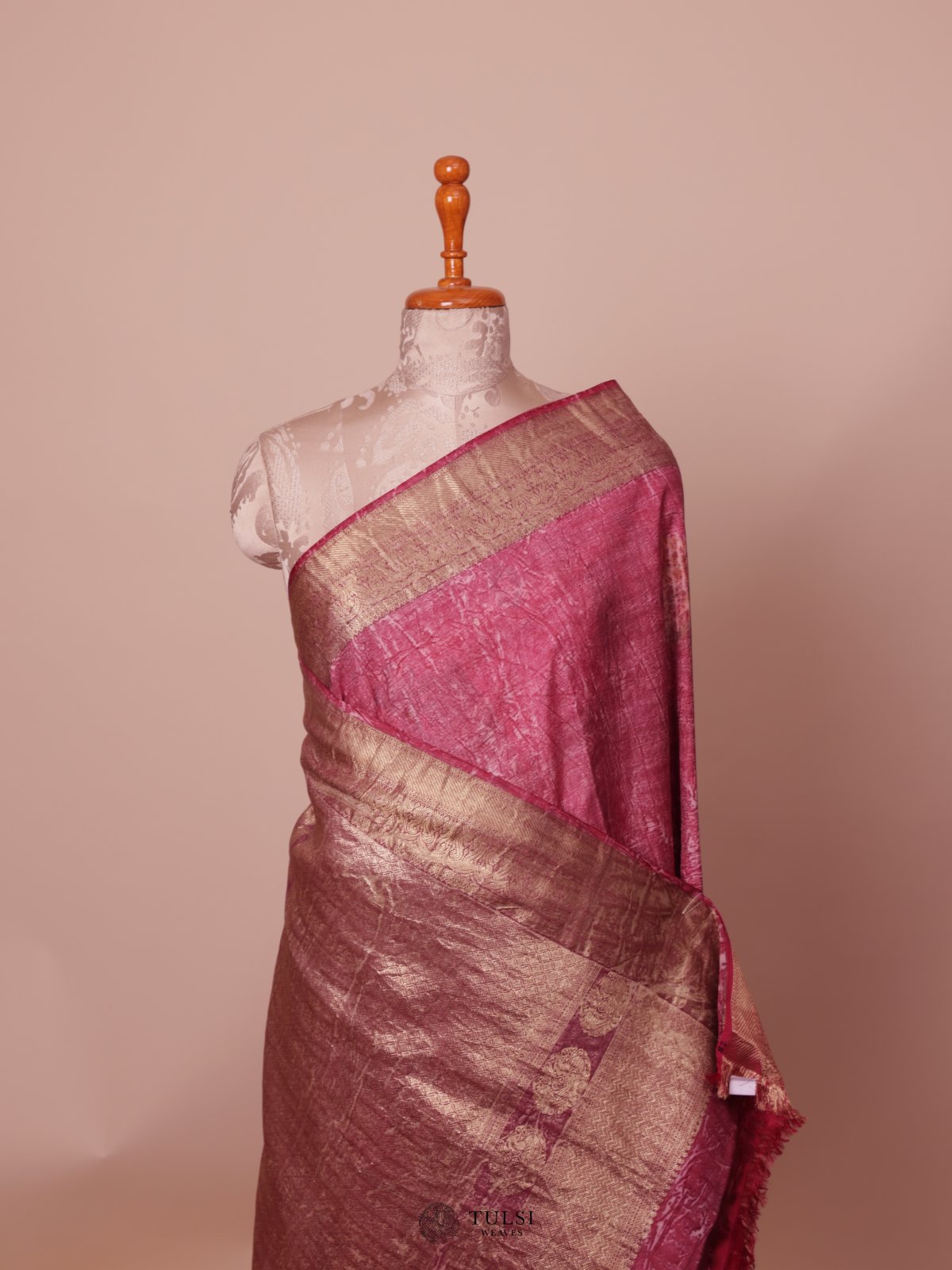 Dusky Pink Eco Print Silk Saree