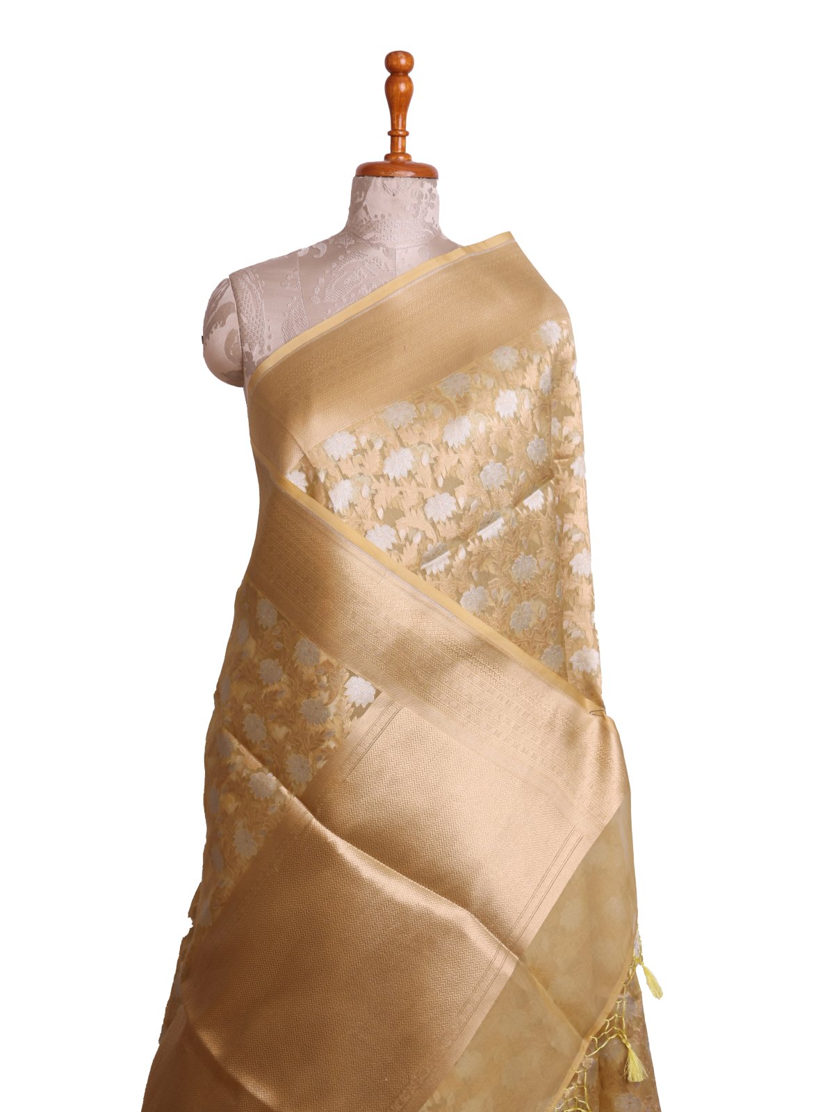 Light Yellow Kora Silk Saree