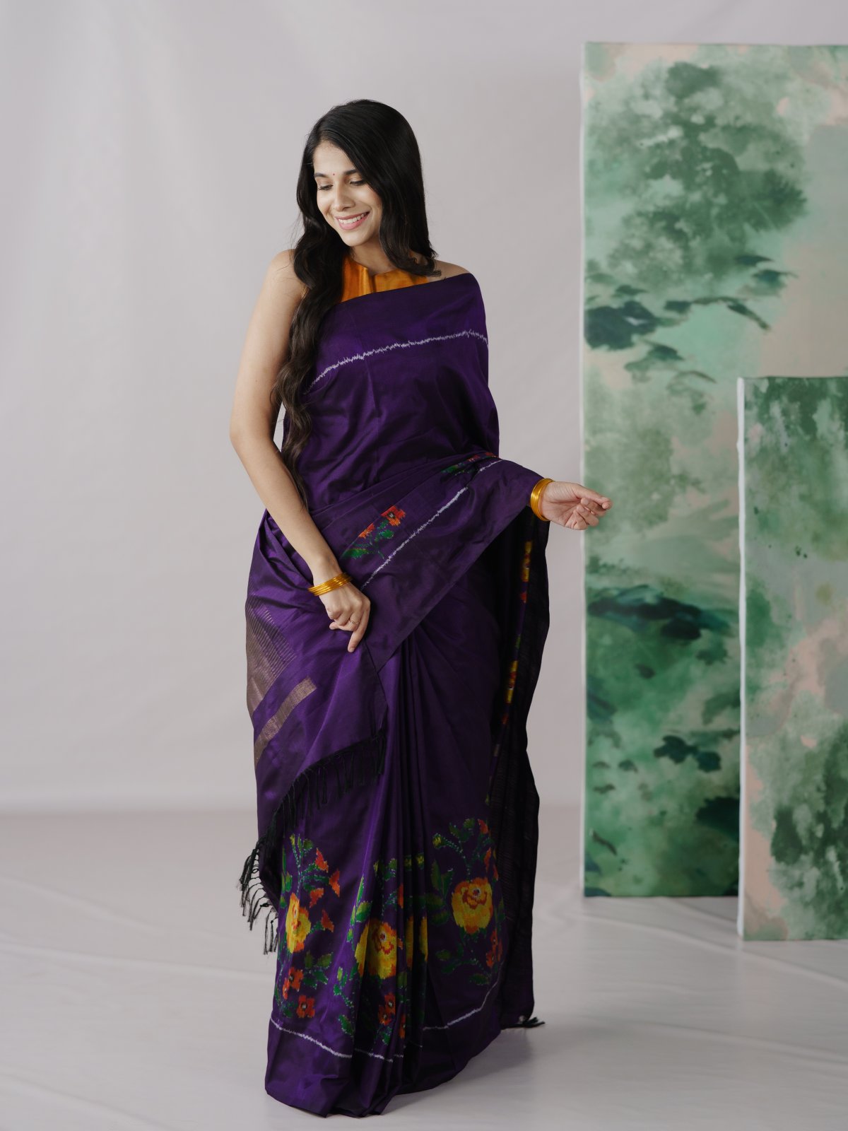 Violet Patola Silk Saree