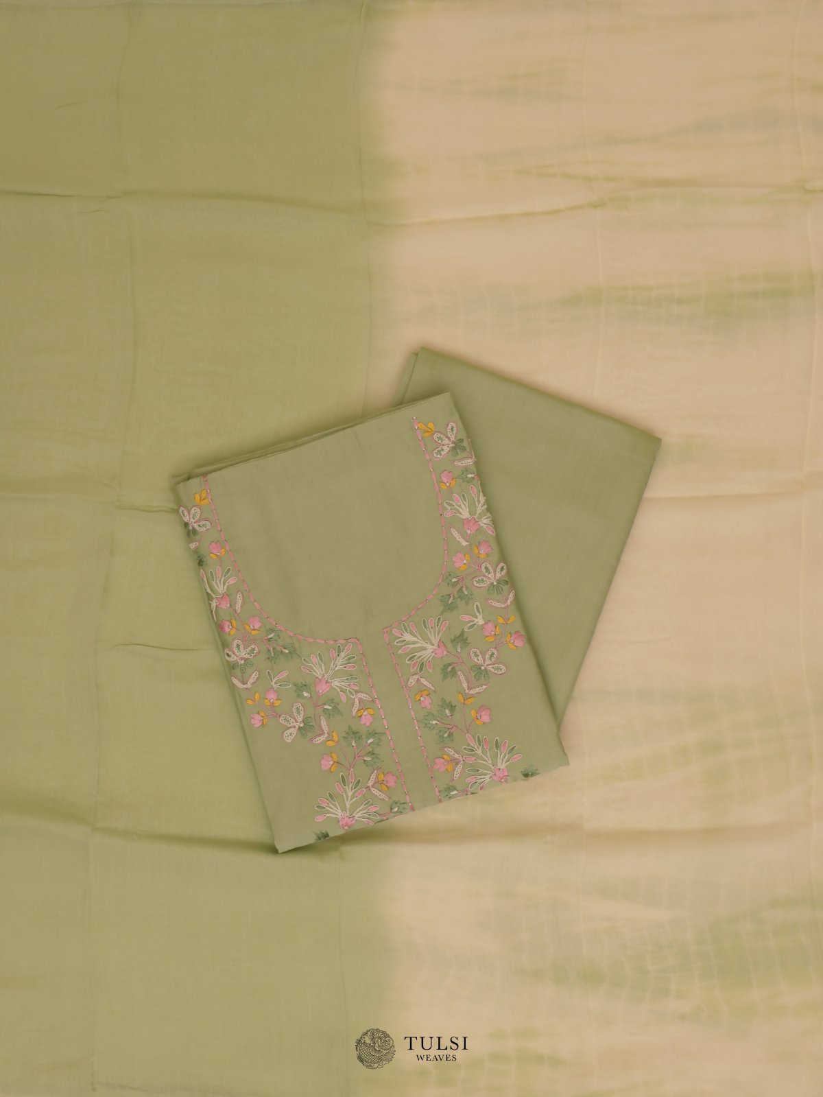 Green Semi Silk Salwar Material