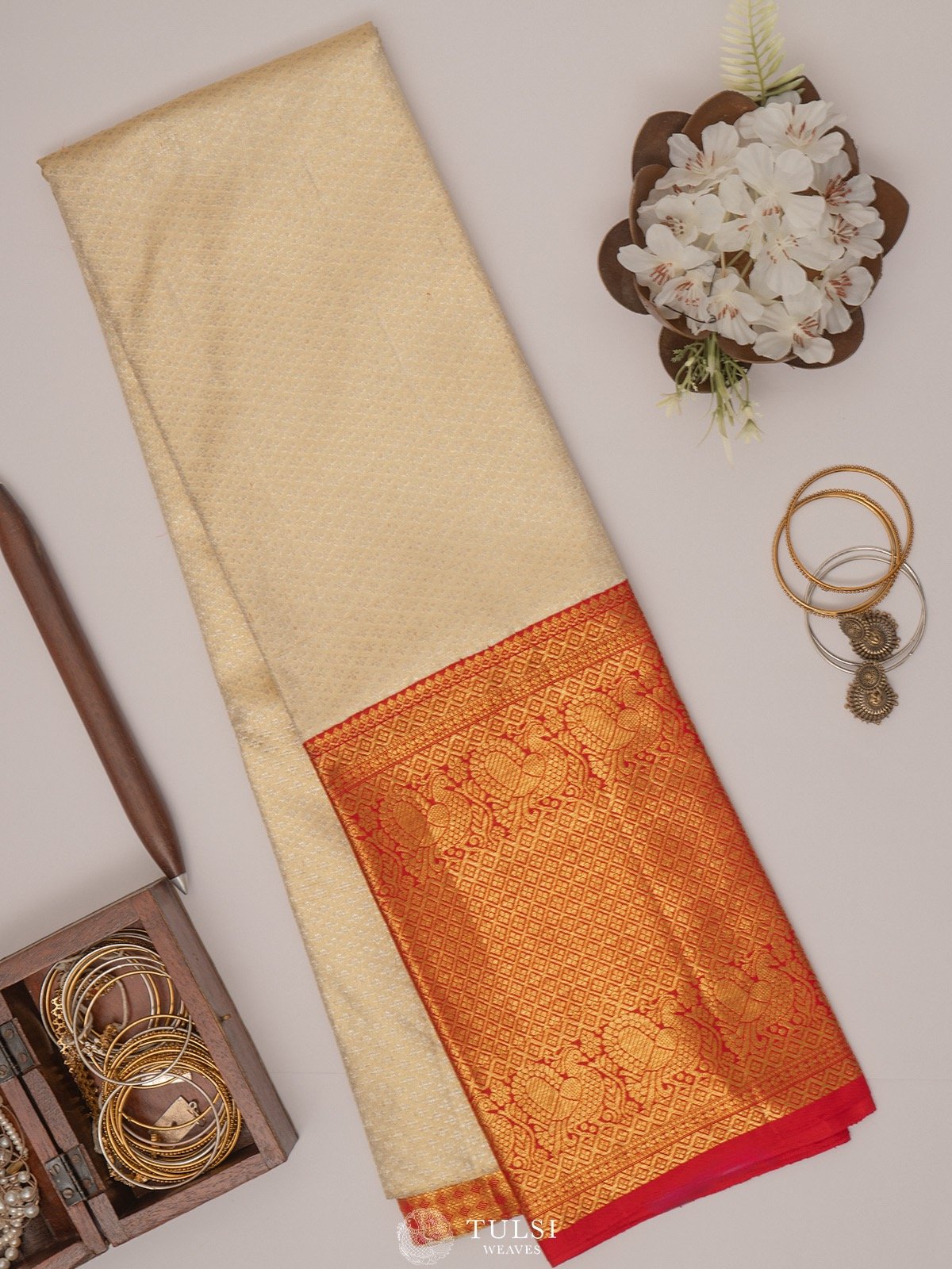 Golden Kanchipuram Tissue Silk Pavadai