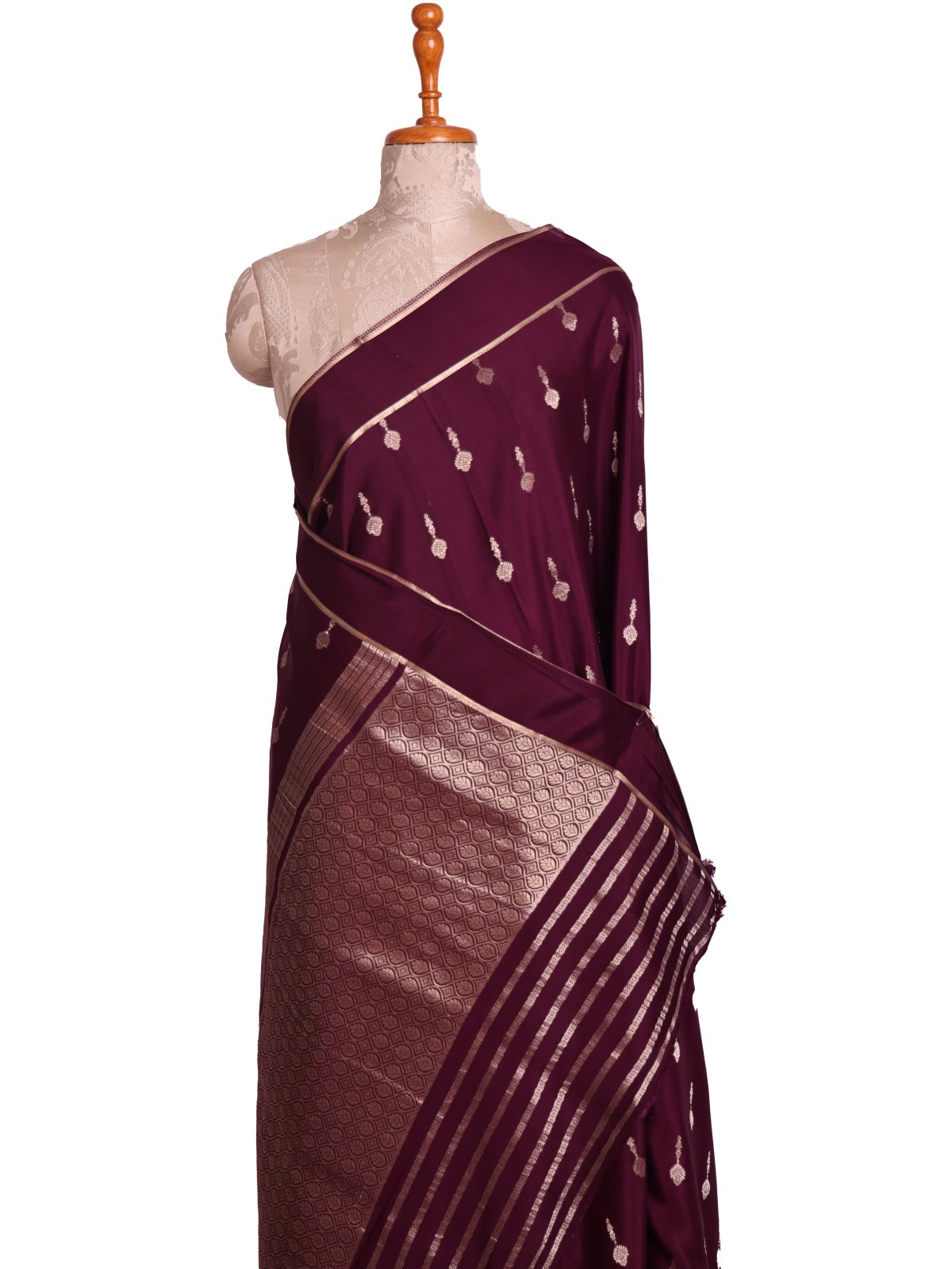 Wine Mysore Silk Saree With Self Zari Border