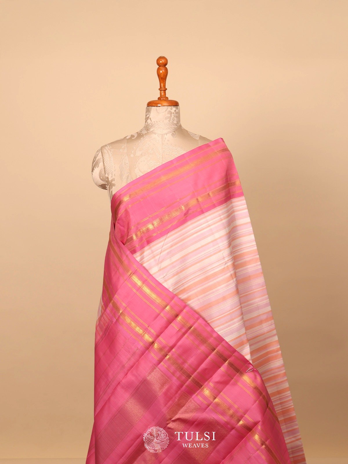 Multi Colour Striped Kanjeevaram Silk Saree