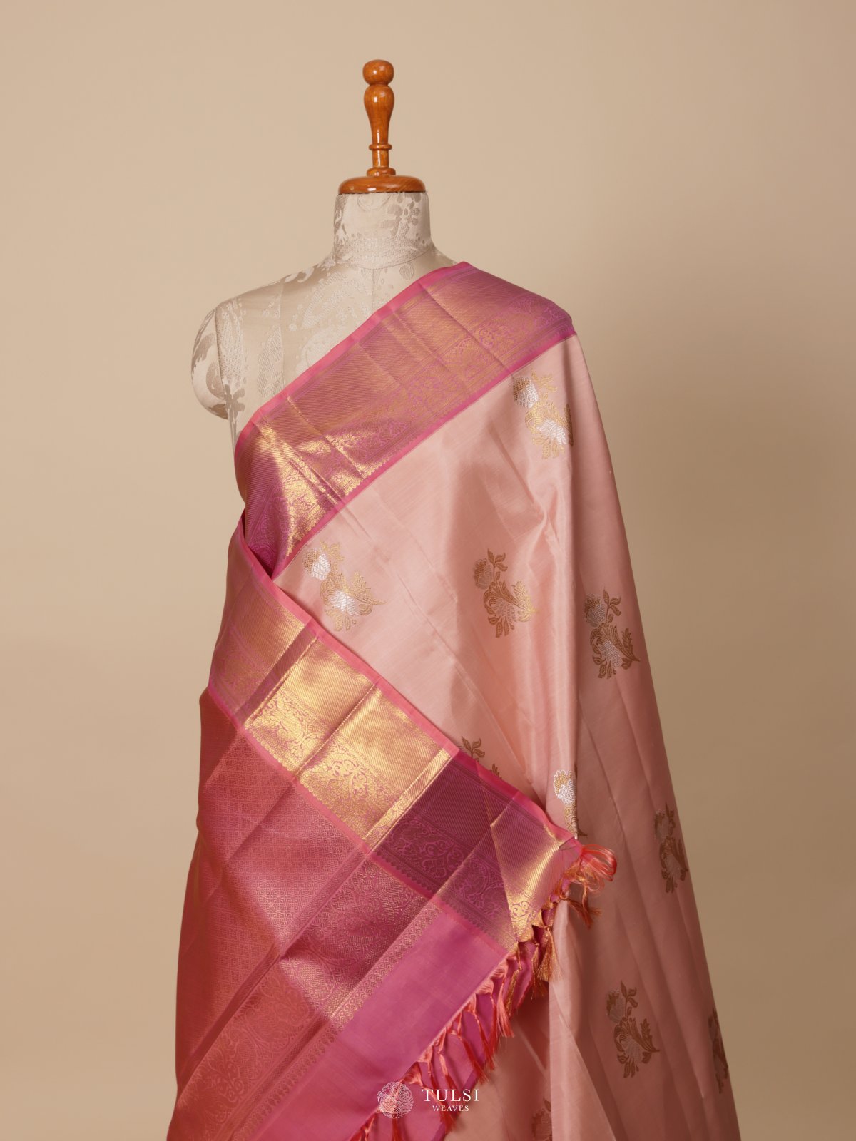 Peach Kanjeevaram Silk Saree