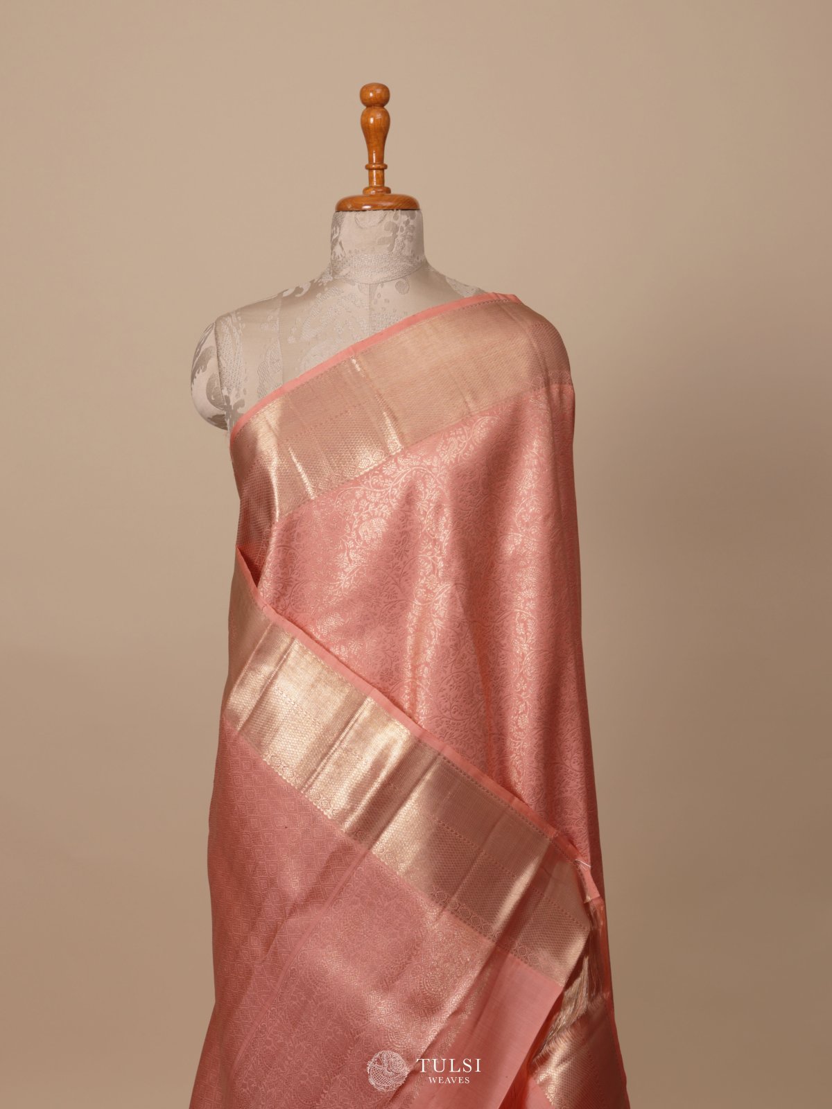 Peach Kanjeevaram Silk Saree