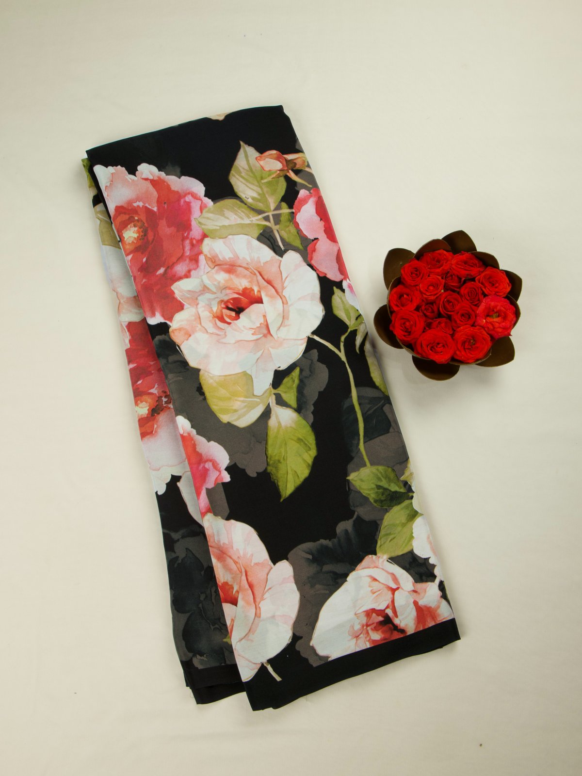 Floral Printed Crepe Silk Saree 