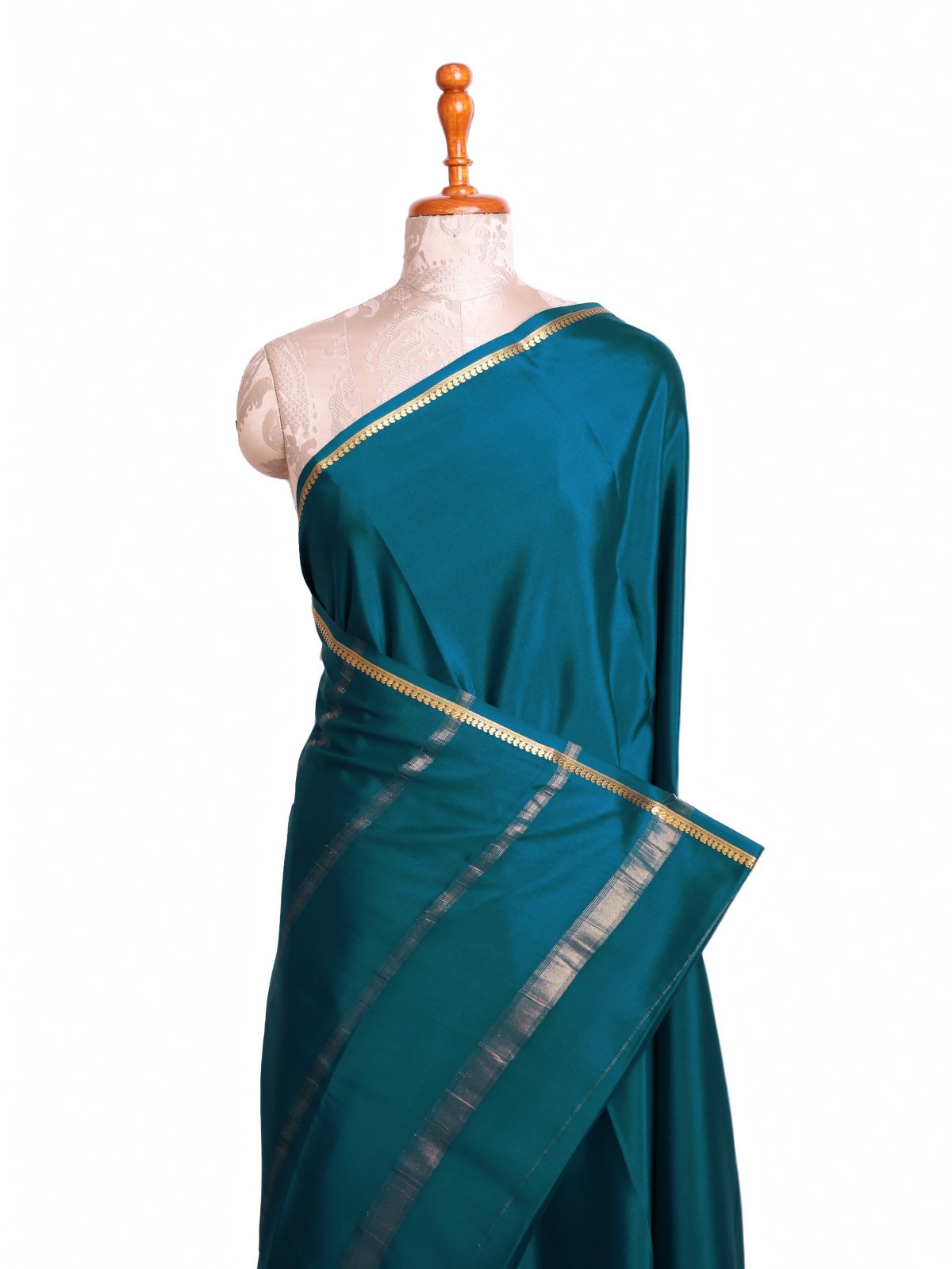 Teal Blue Mysore Silk Saree