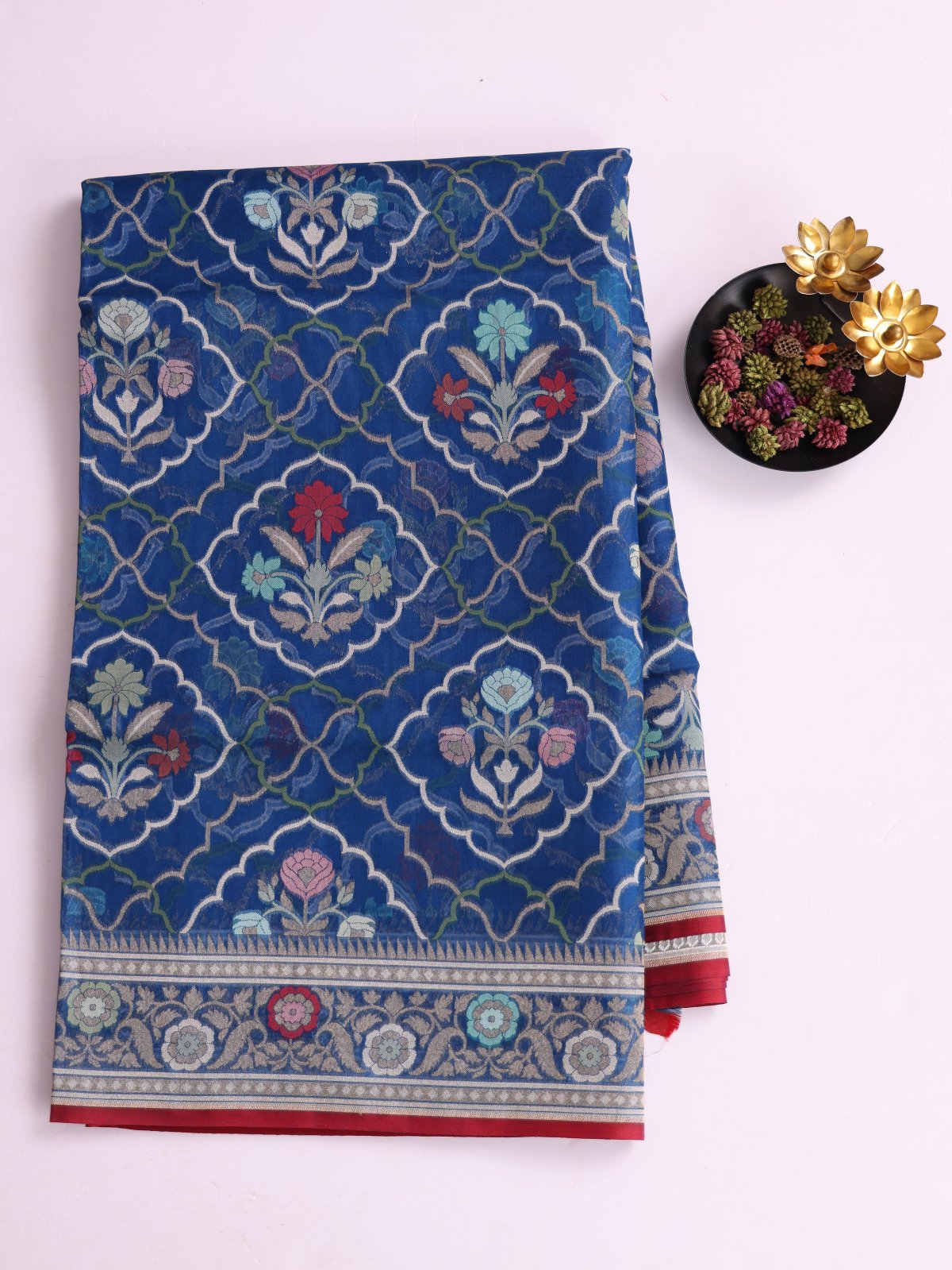 Blue Kora Banaras Silk Saree