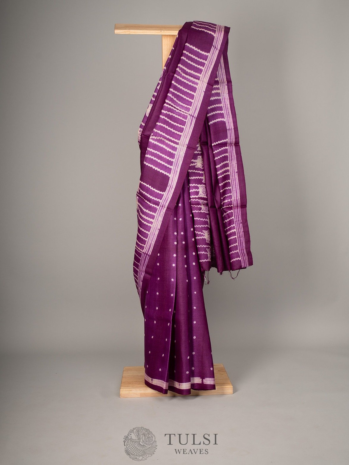 Purple Shibori Tussar Silk Saree