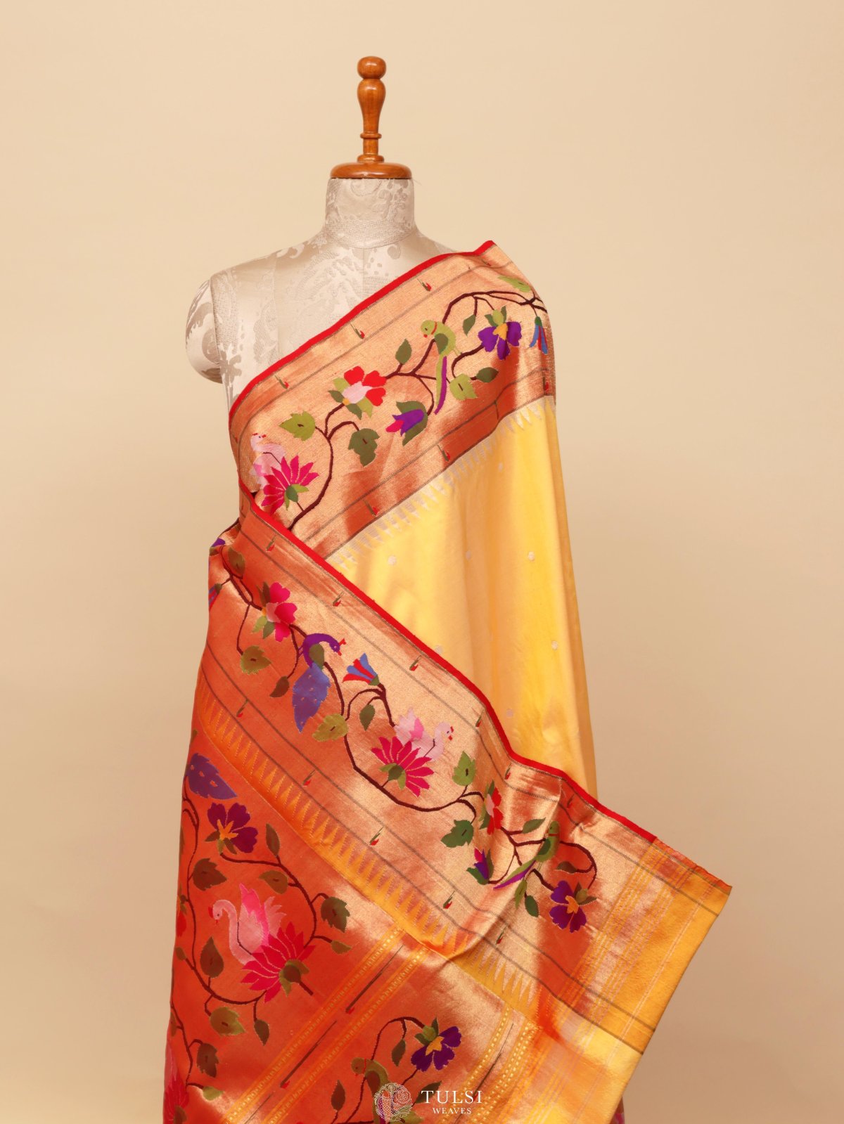 Yellow Paithani Silk Saree