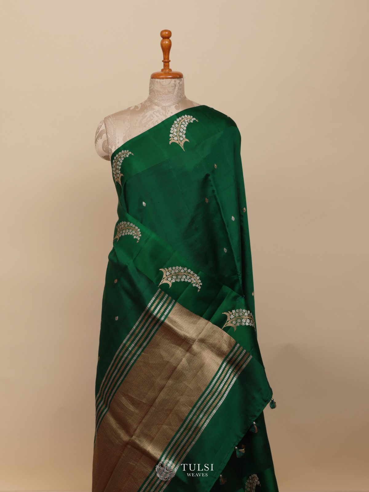 Emerald Green Mashru Silk Saree
