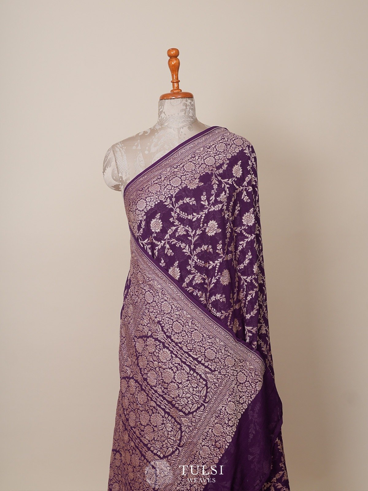 Violet Banaras Georgette Silk Saree