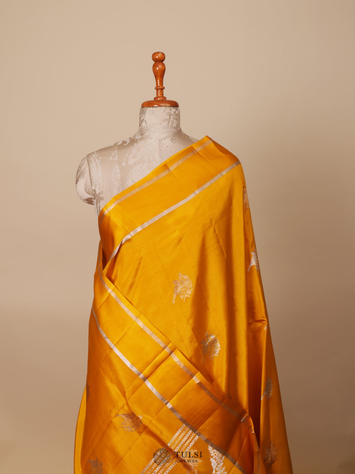 Yellow Mashru Silk Saree