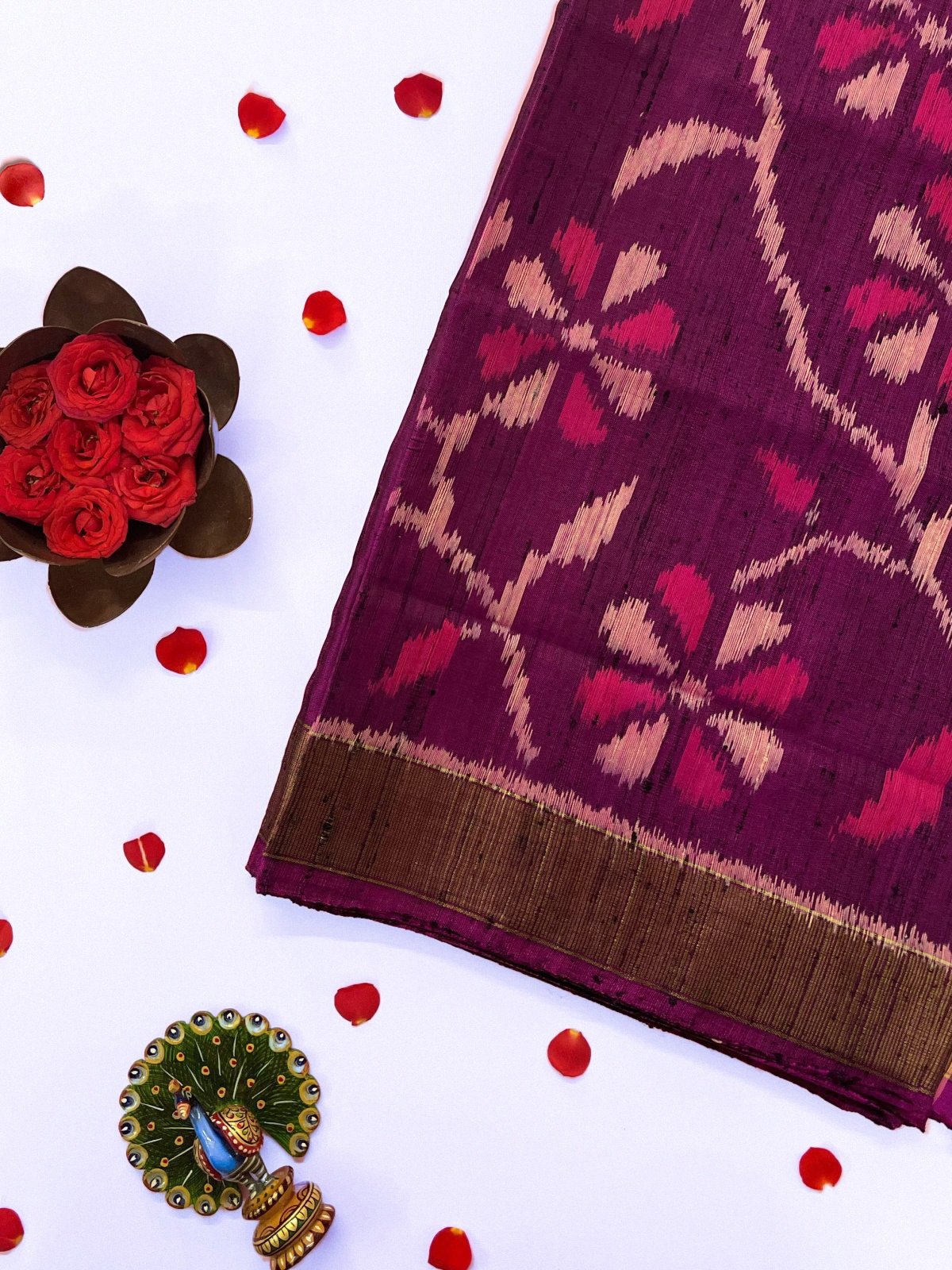 Purple Patola Silk Saree With Matching Self-Border