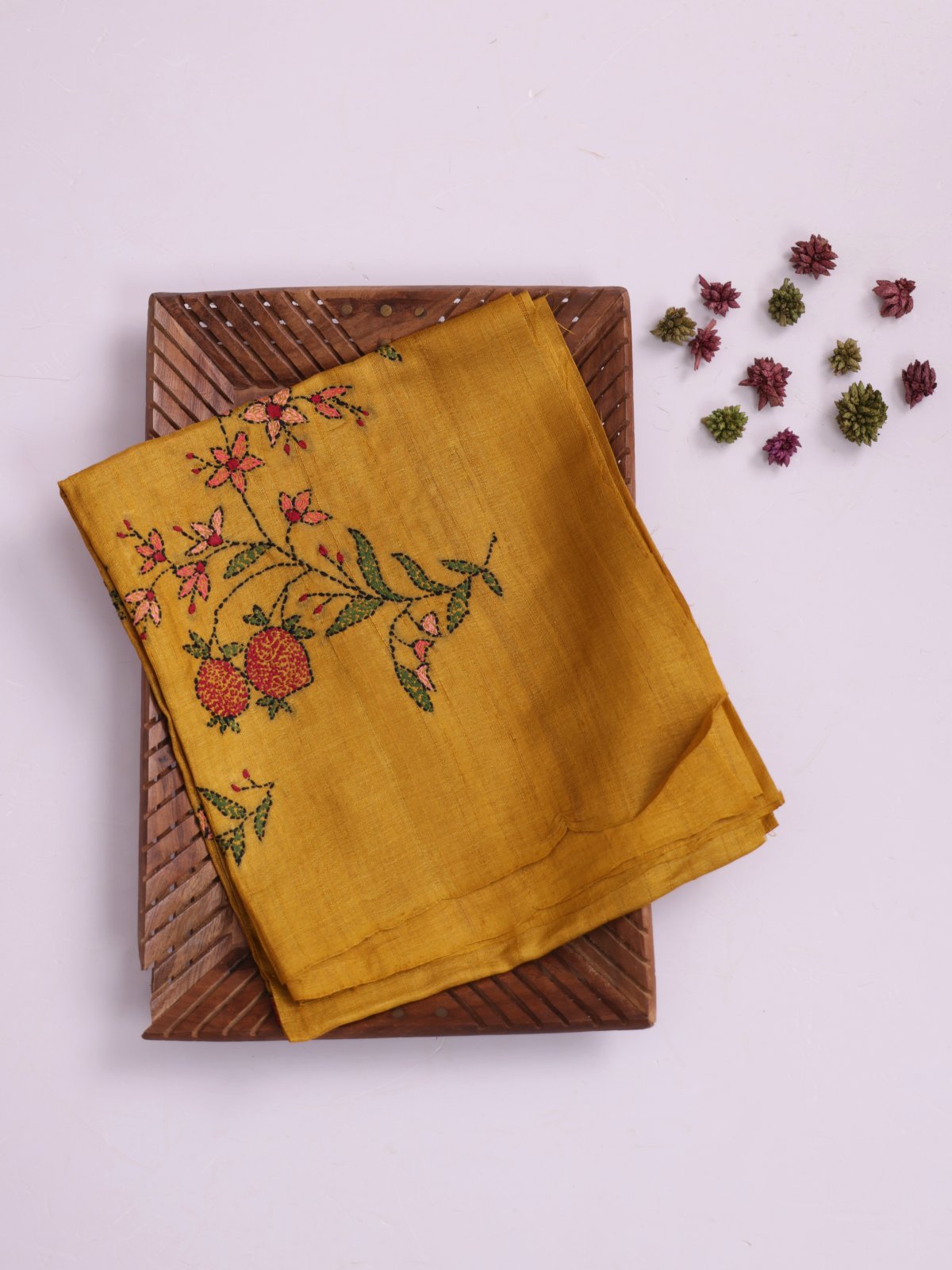 Mustard Yellow Embroidered Tussar Silk Blouse