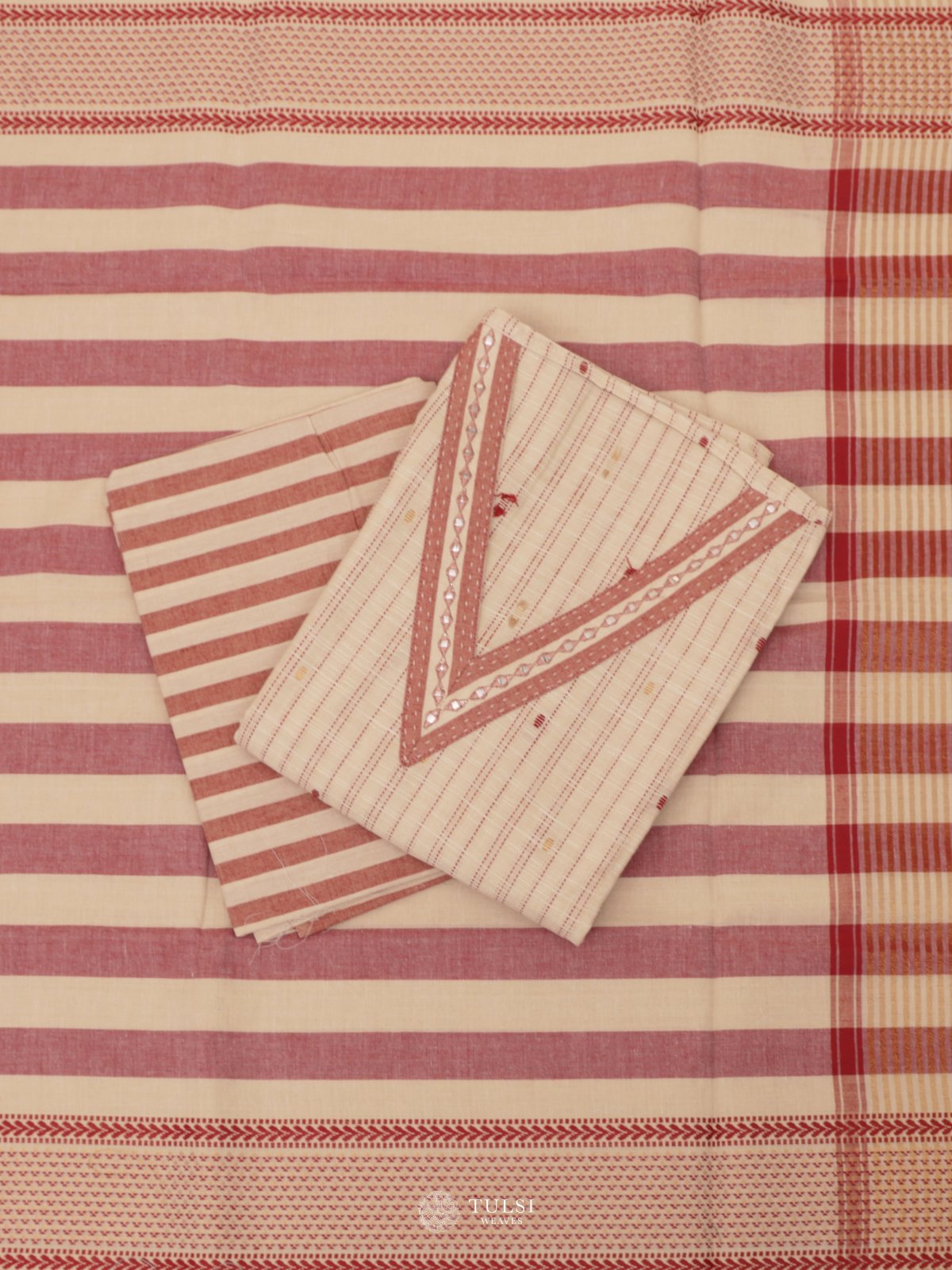 Light Beige Cotton Salwar Material 