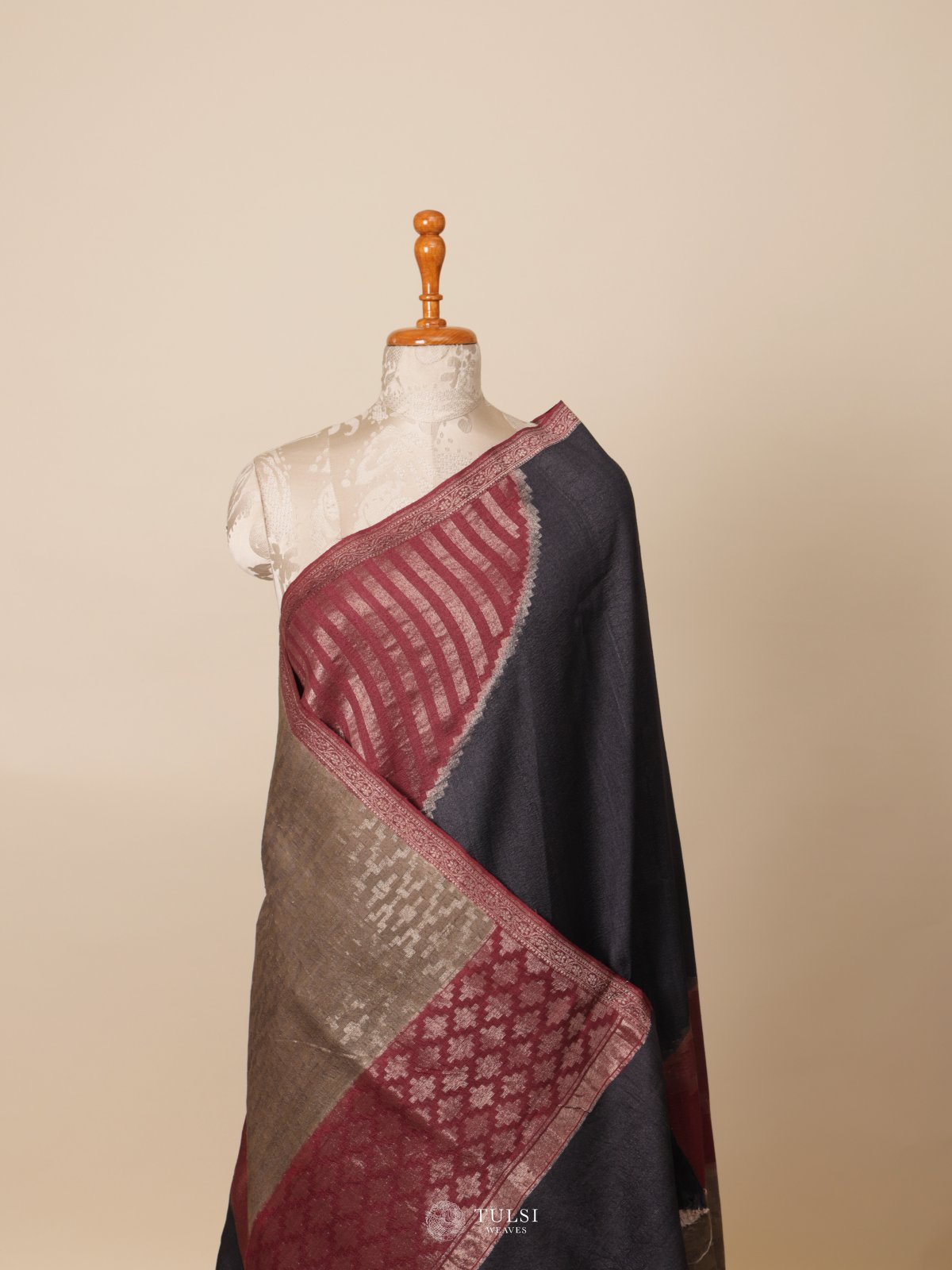 Brick Banaras Tussar Georgette