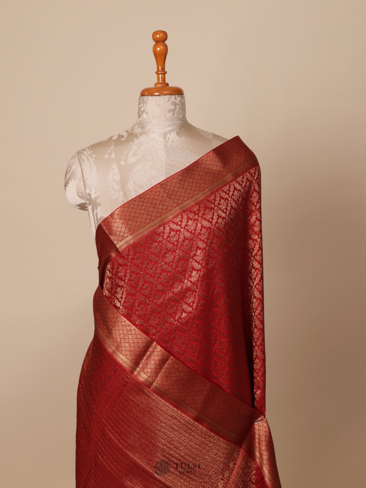 Red Banaras Crepe Silk Saree