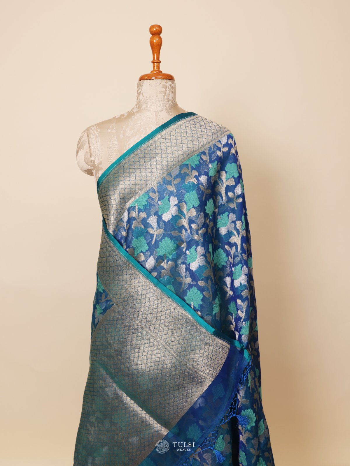 Blue Kora Silk Saree