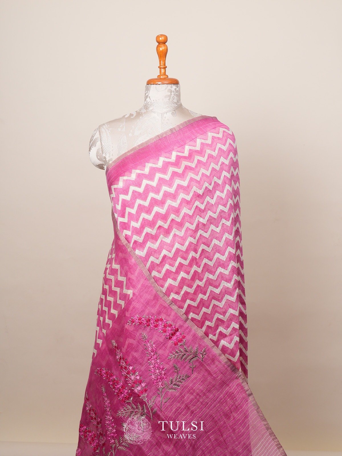 Magenta Linen Silk Saree