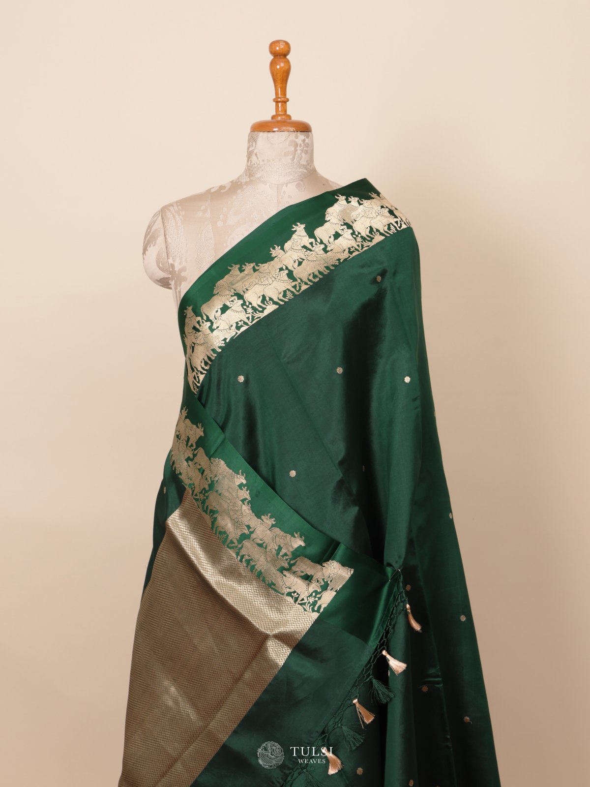 Dark Green Mashru Silk Saree