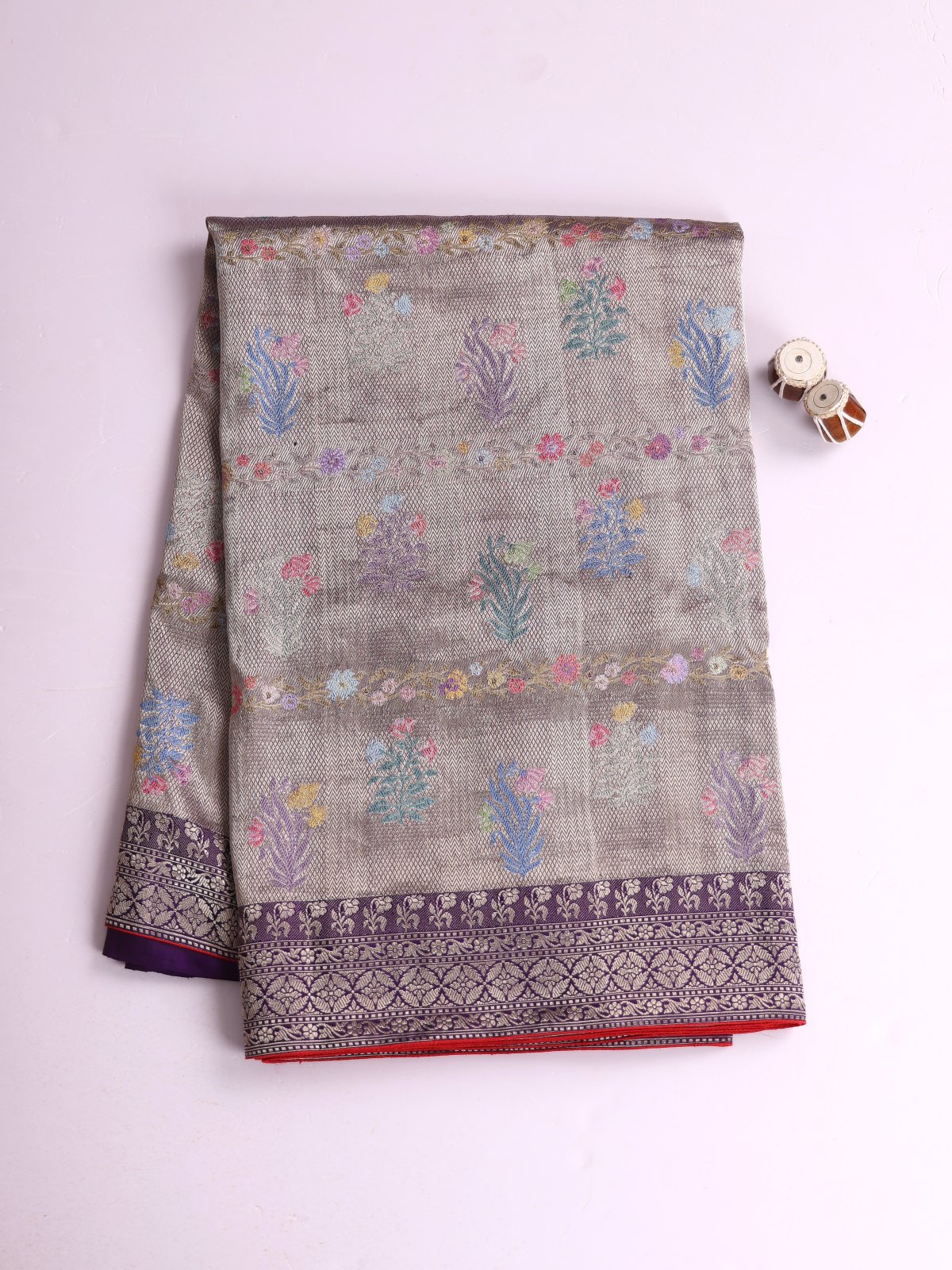 Dark Violet Zari Brocade Banarasi Silk Saree 