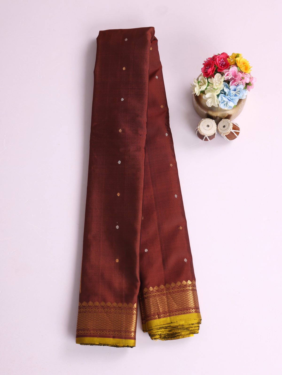 Brown Gadwal Silk Saree