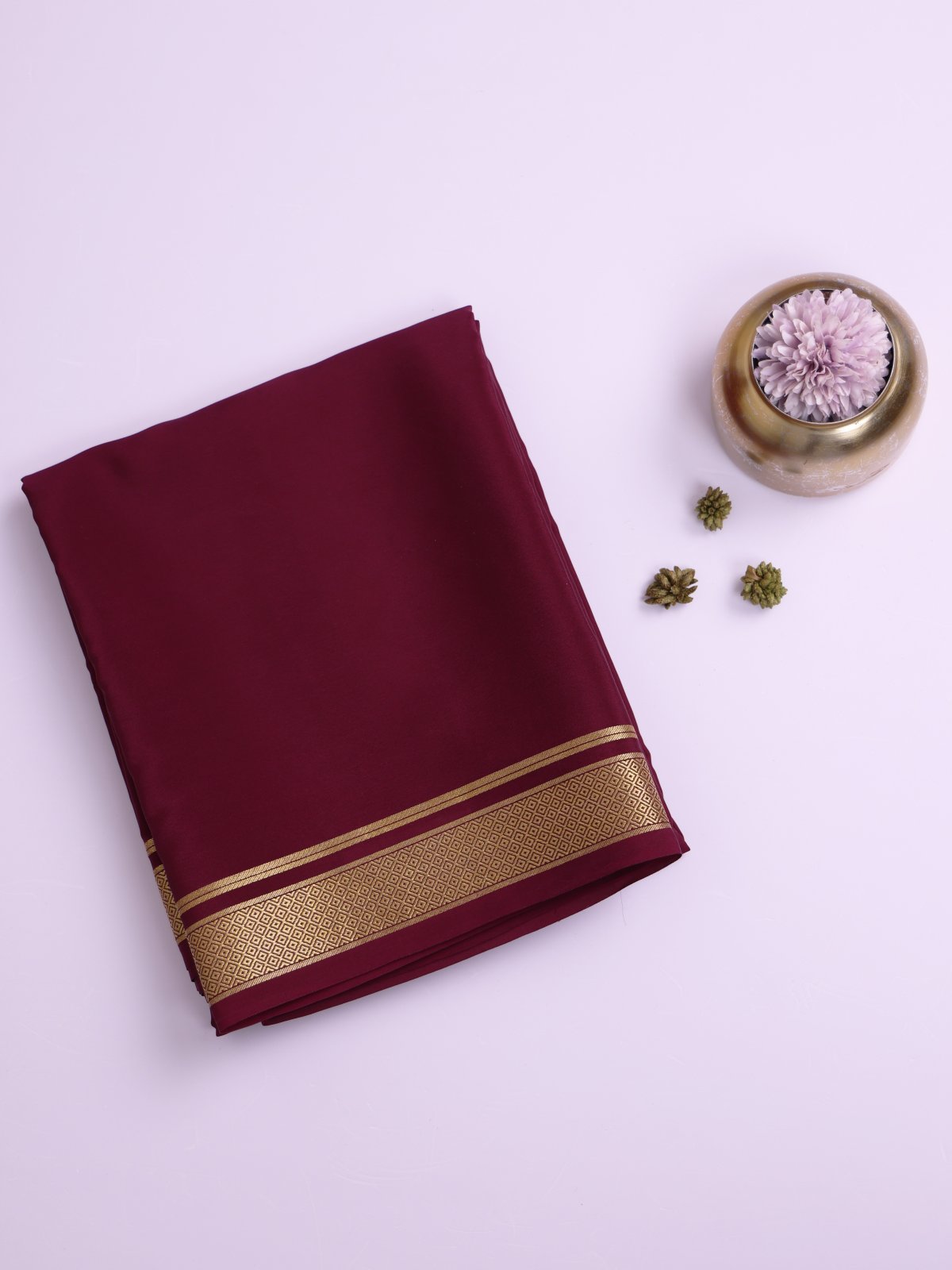Wine Mysore Silk Saree 