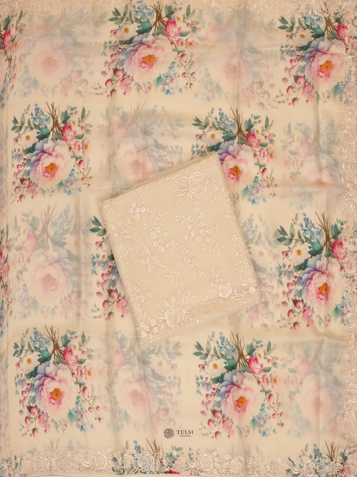 White Organza Salwar Material