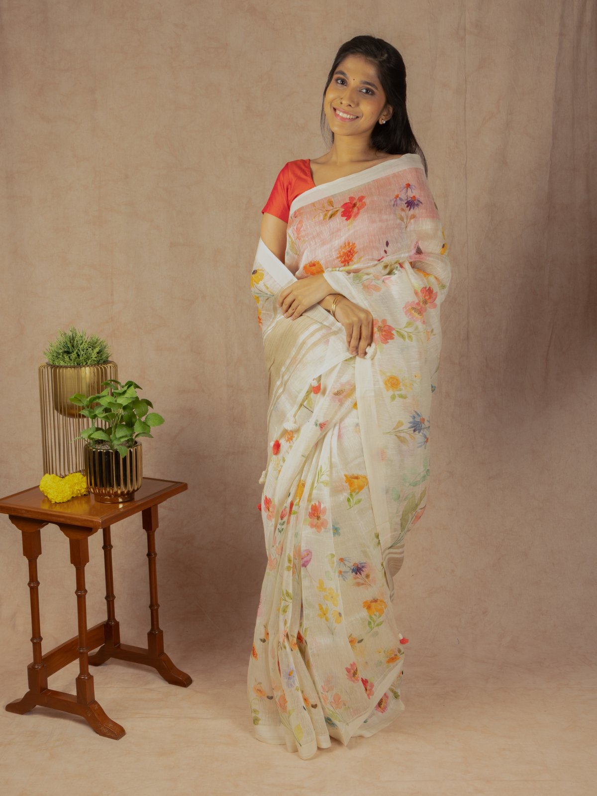 Pure Linen Saree - Andloo