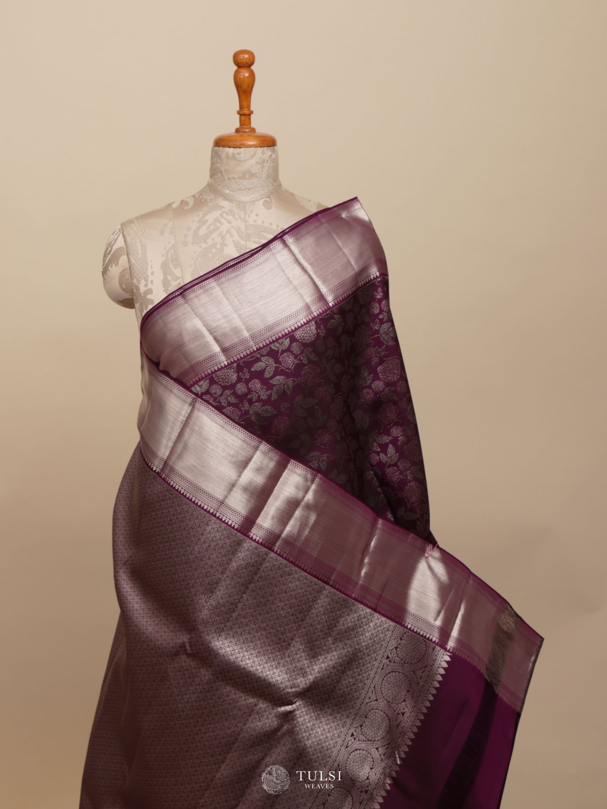 Dark Purple Kanjeevaram Silk Saree