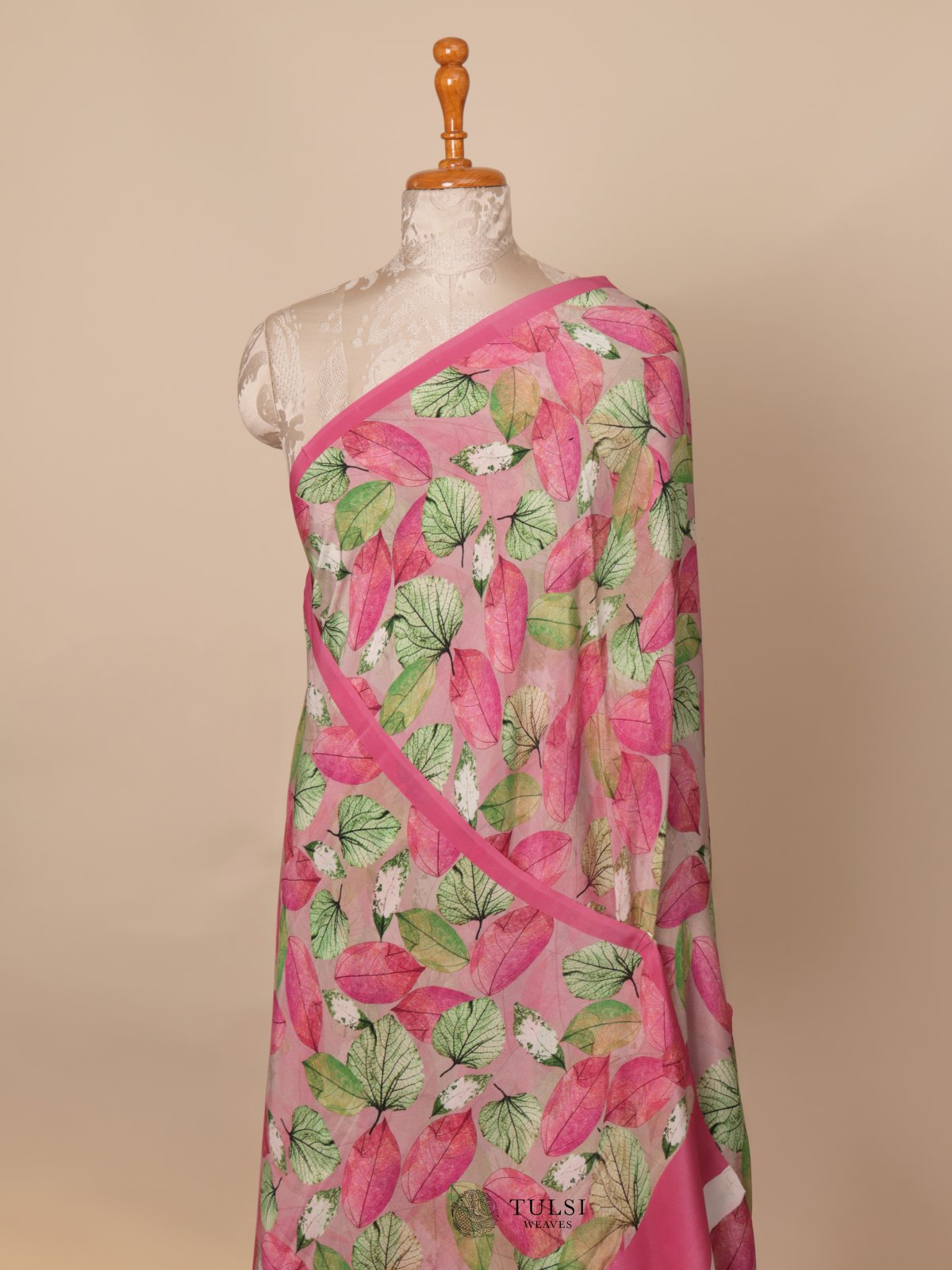 Pink Printed Crepe Silk Saree