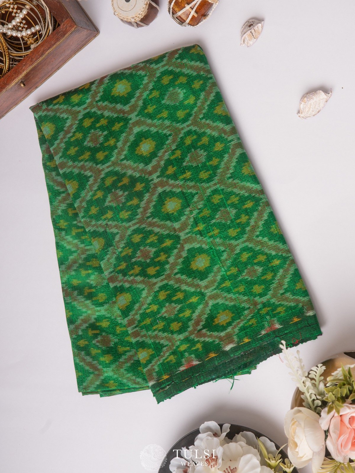 Green Ikat Blouse Material