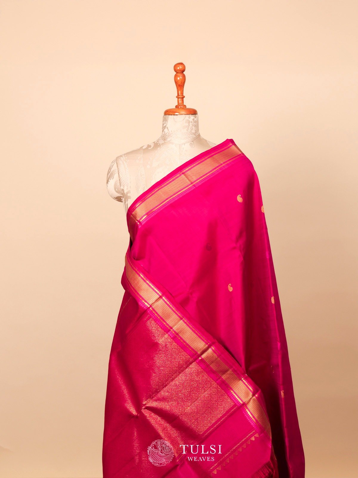 Rani Pink Kanjeevaram Silk Saree