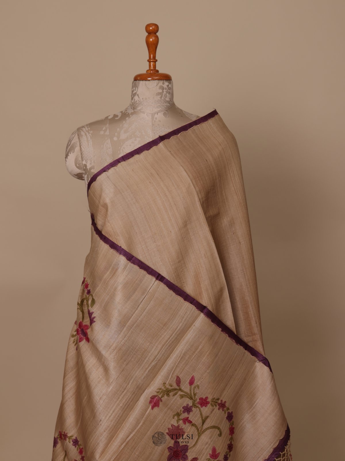 Khaki Tussar Silk Saree 