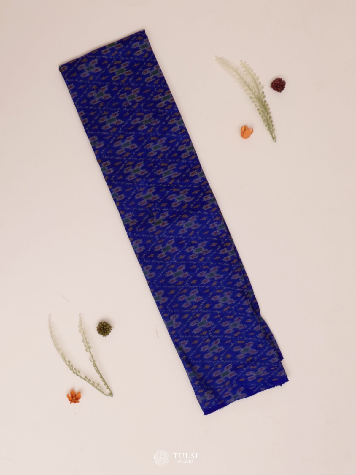 Purplish Blue Ikat Raw Silk Blouse