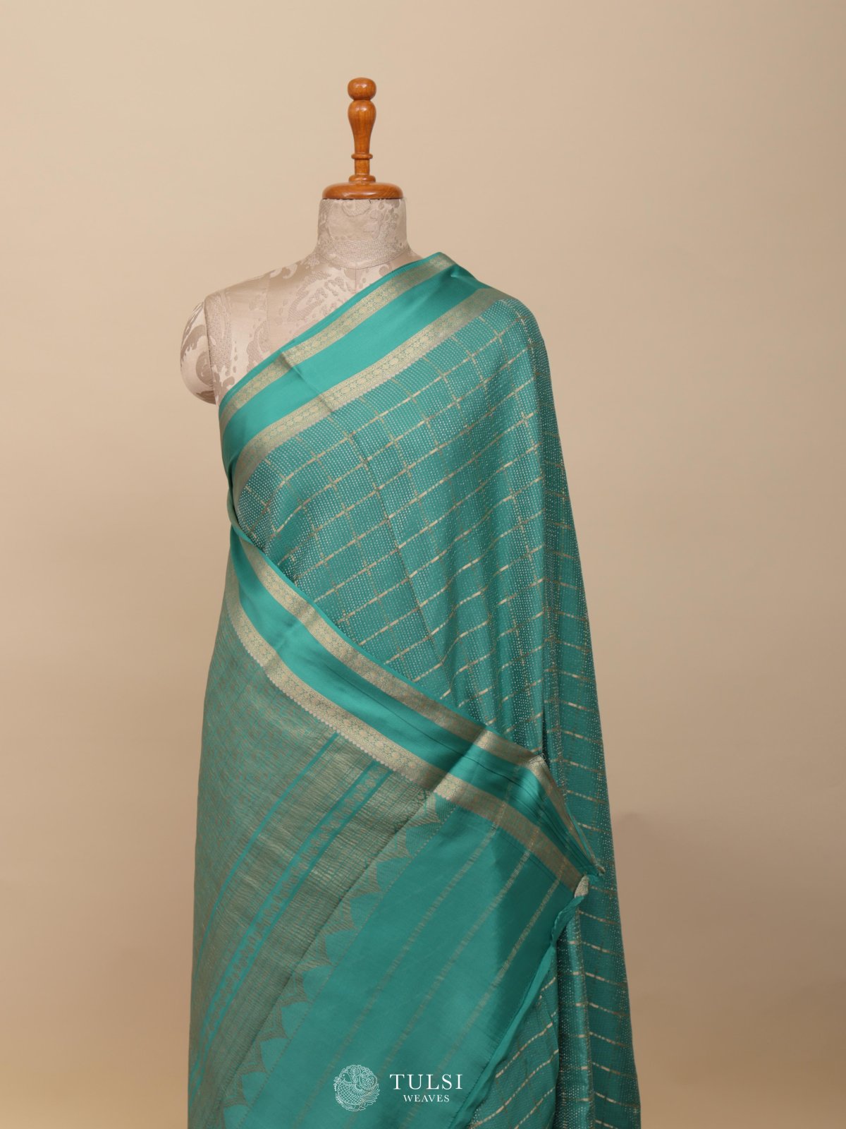 Aqua Green Mysore Silk Saree