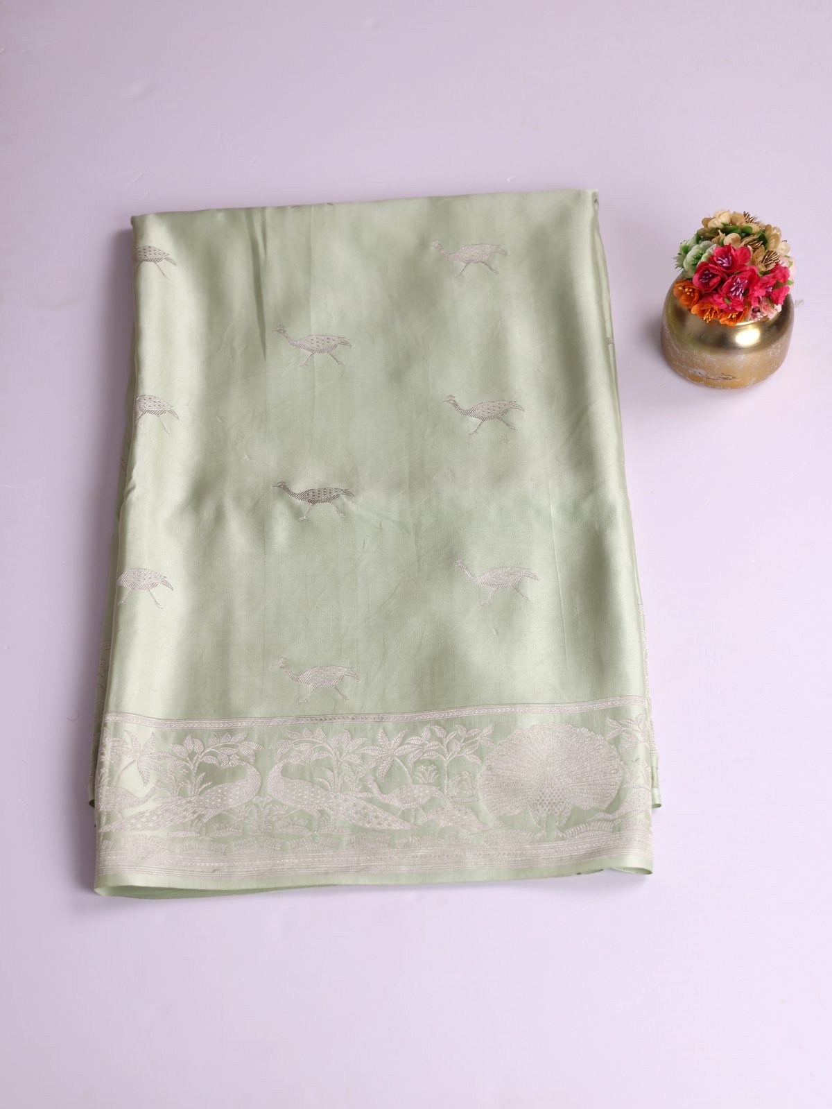 Pastel Green Mashru silk Saree