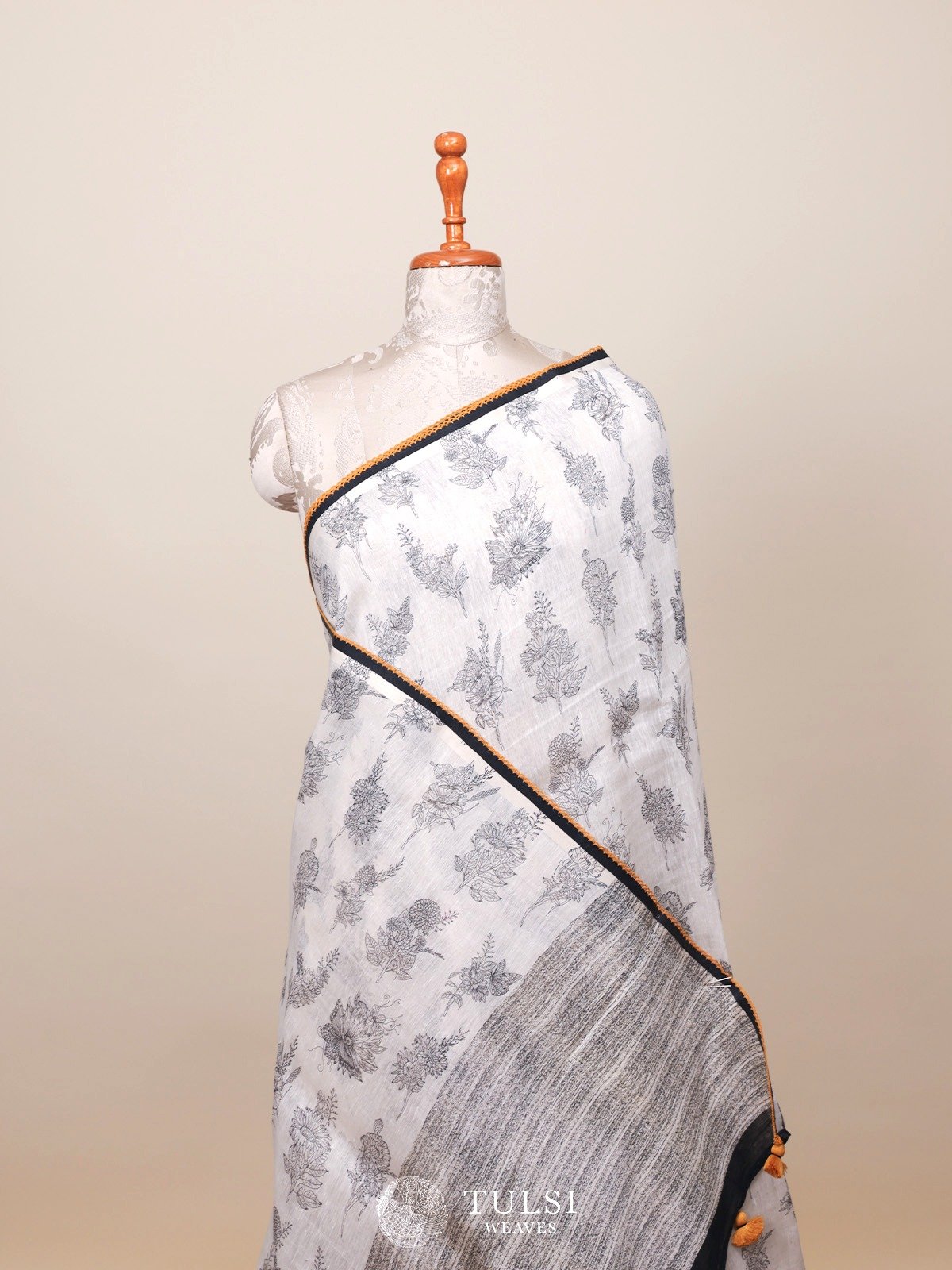 Off-White Linen Saree