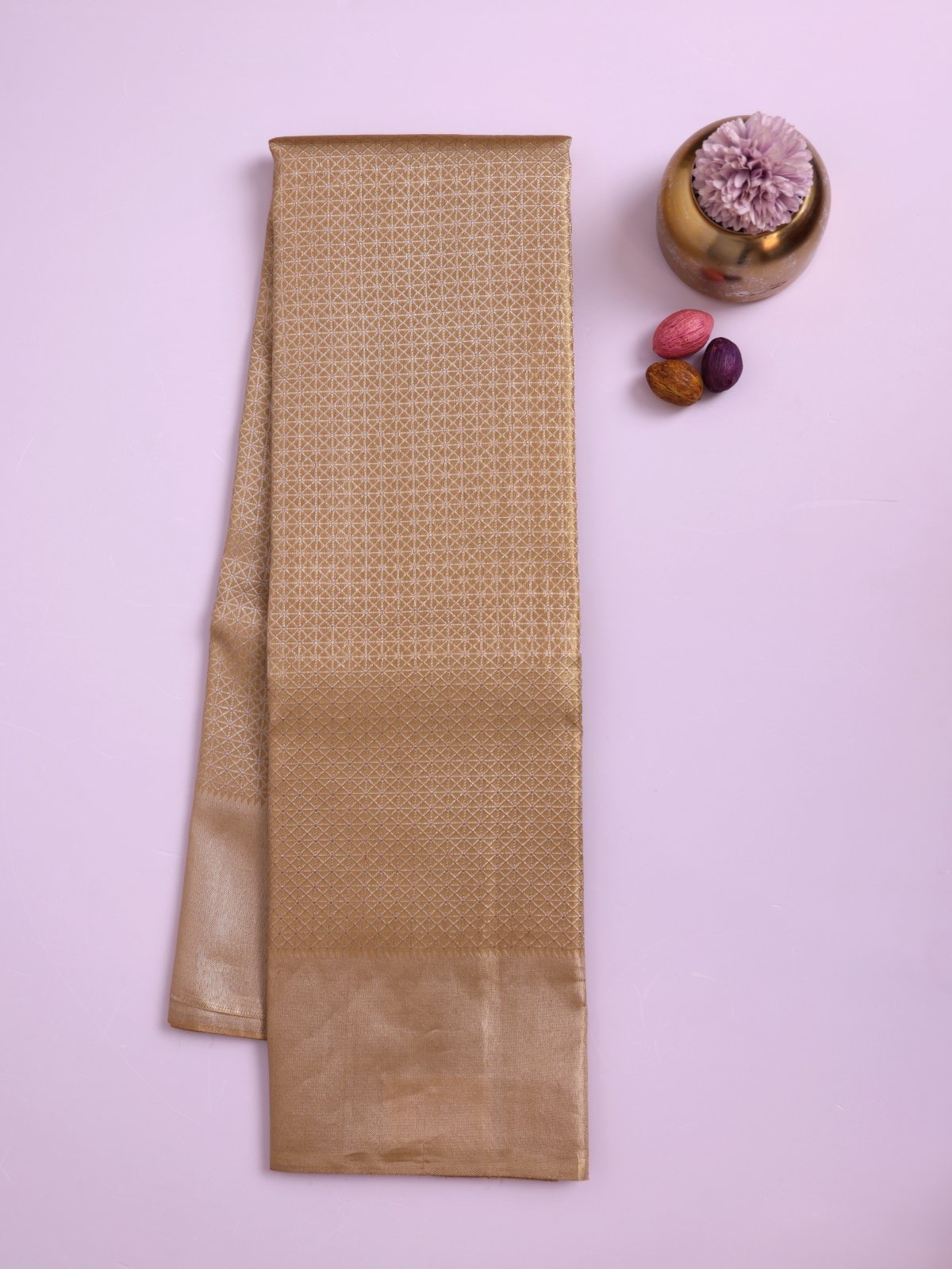 Metallic Gold Brocade Kanjeevaram Silk Saree