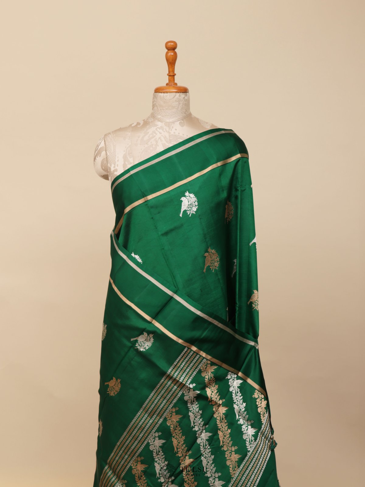 Dark Green Mashru Silk Saree