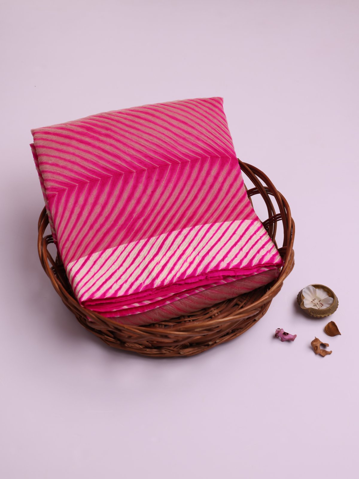 Pink Printed Half And Half Organza Silk Saree With Self Satin Border