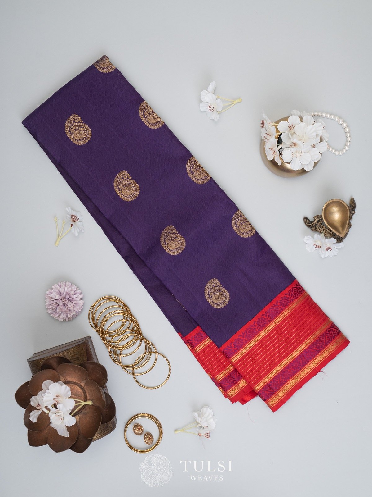 Purple Kanchipuram silk saree 